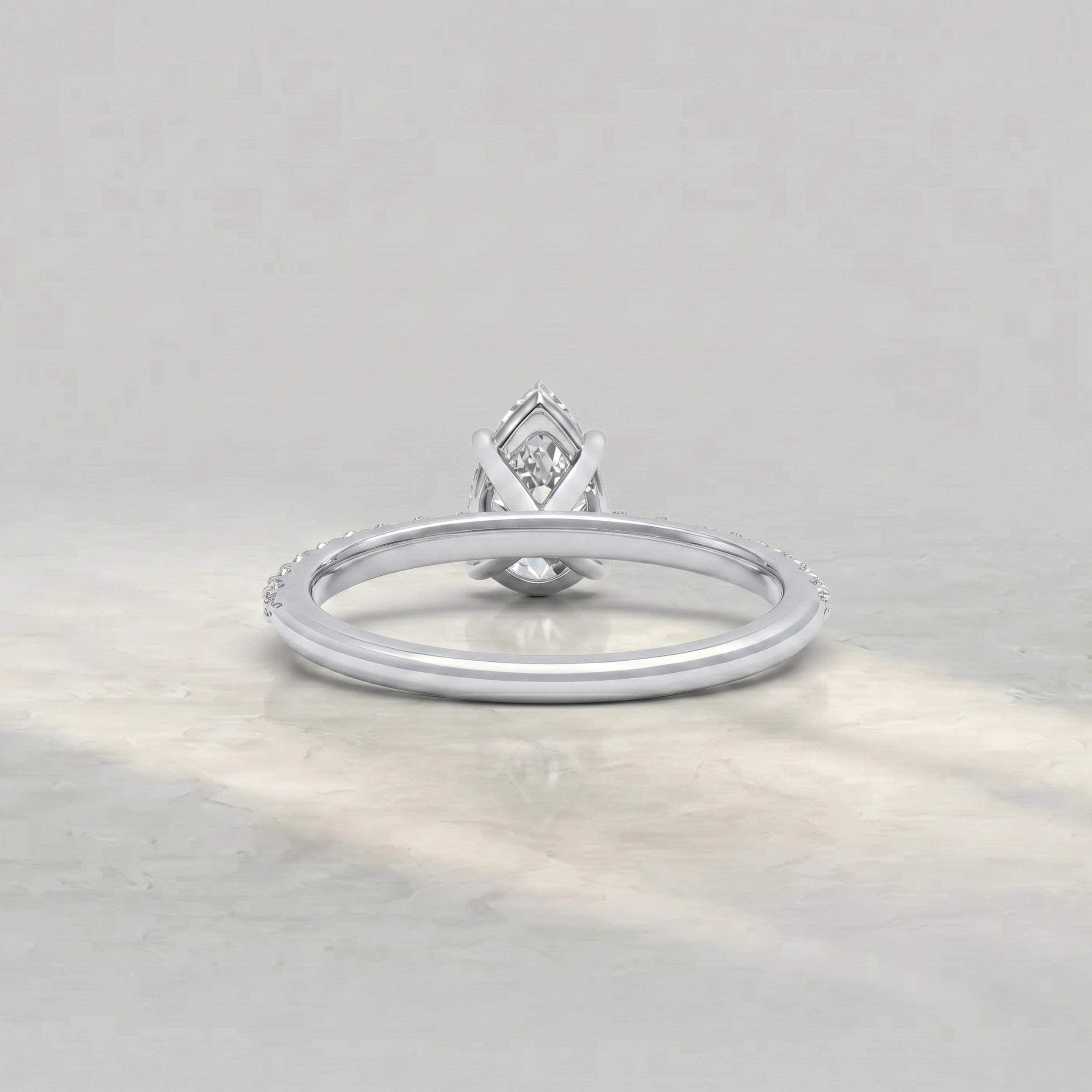 Pear Lab Diamond Solitaire Accent Ring