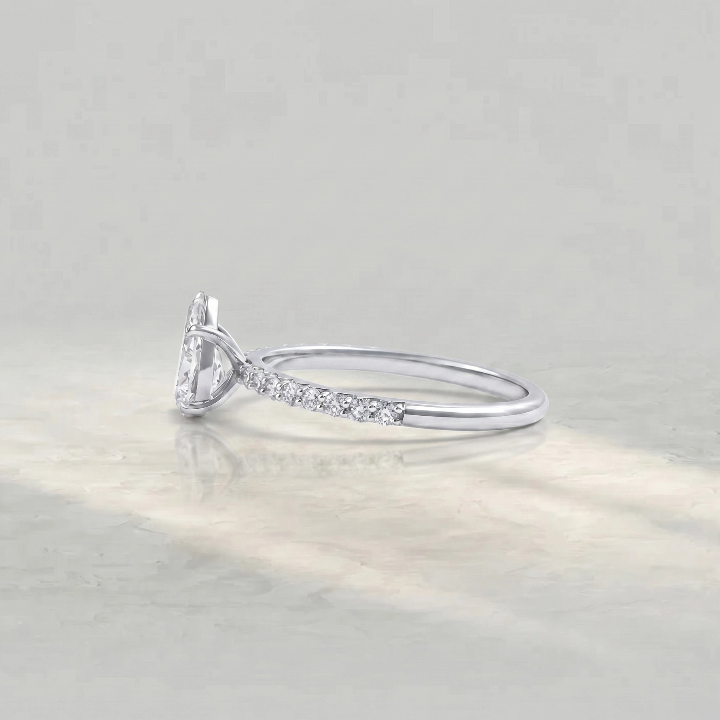 Pear Lab Diamond Solitaire Accent Ring