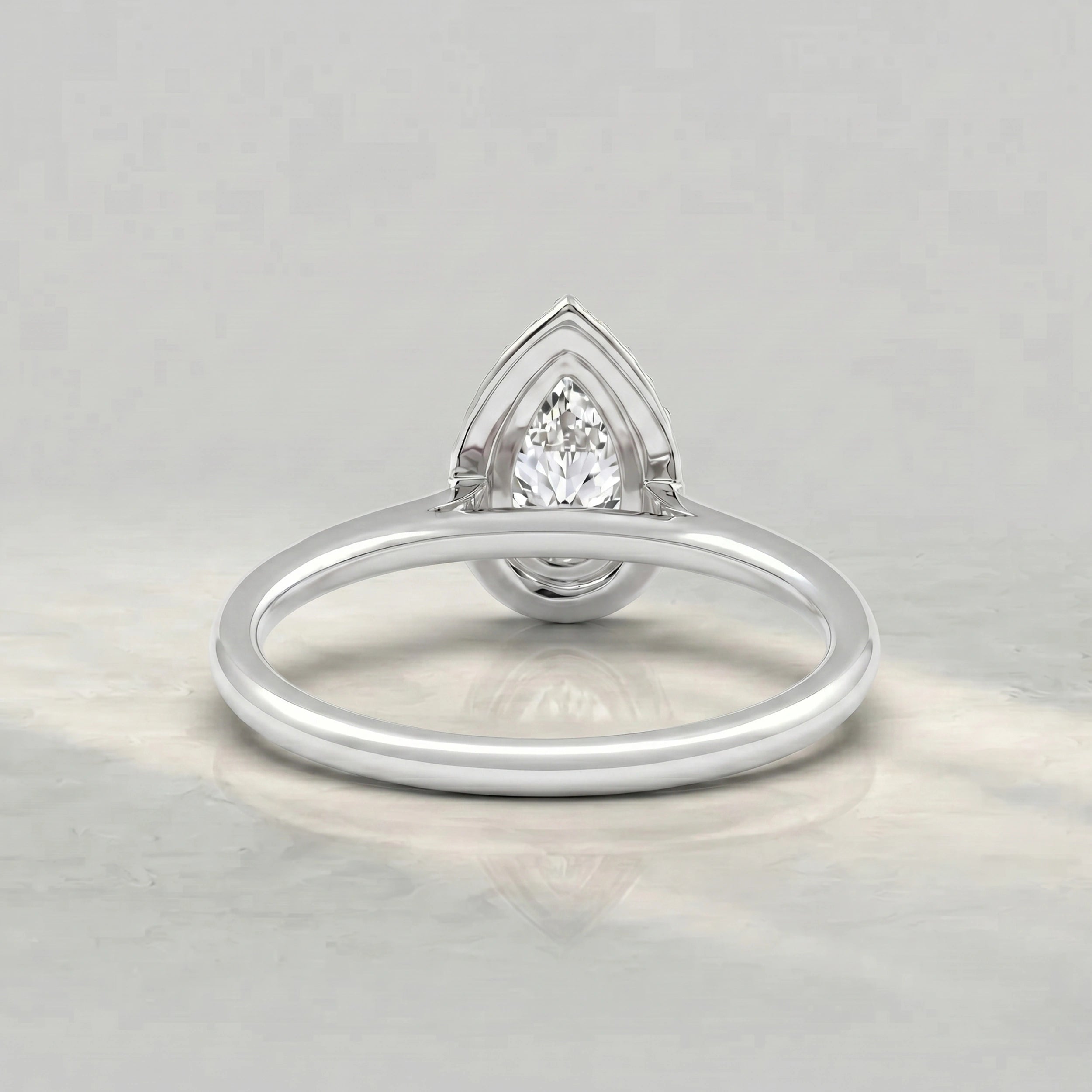 Pear Cut Lab Diamond Halo Engagement Ring
