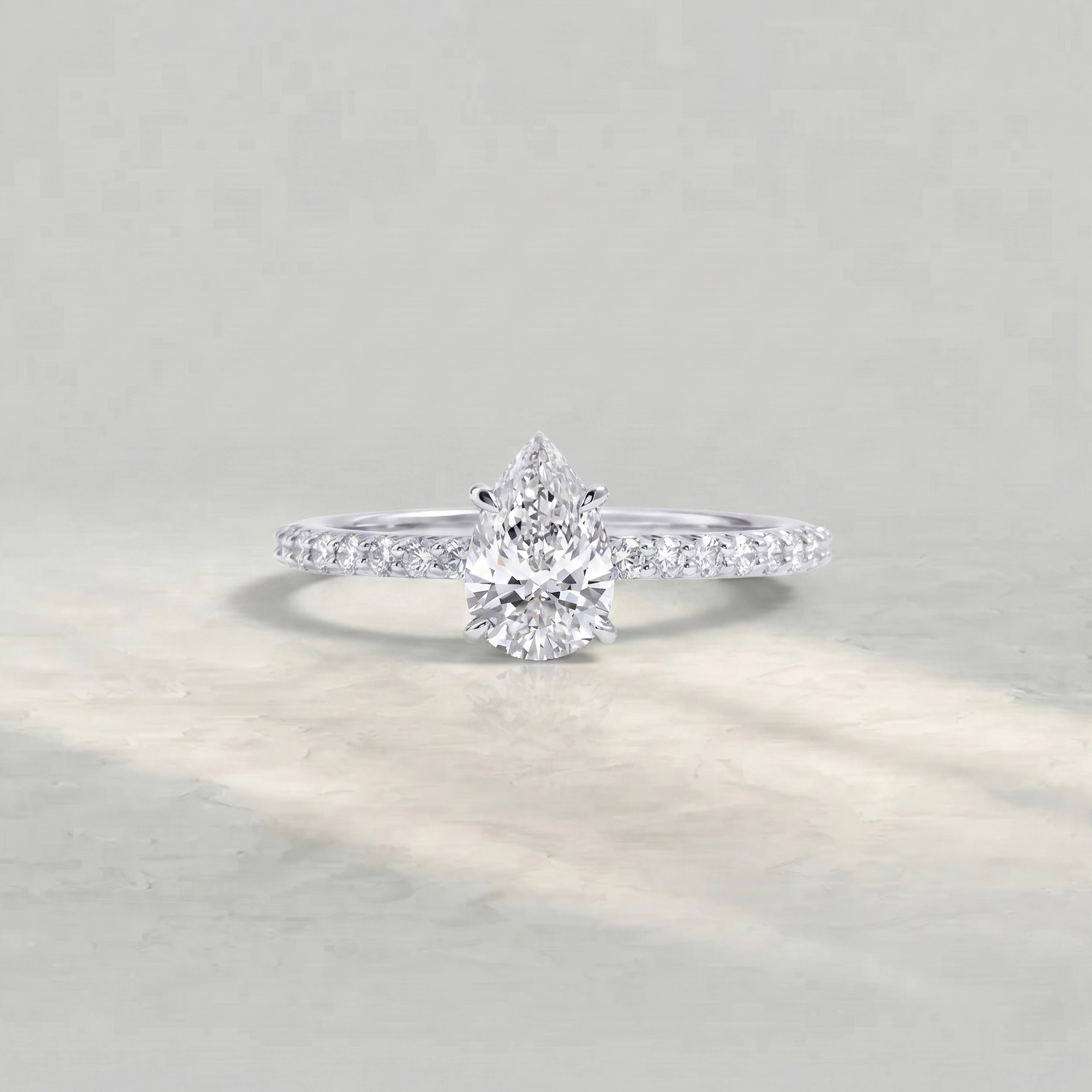 Pear Lab Diamond Solitaire Accent Ring