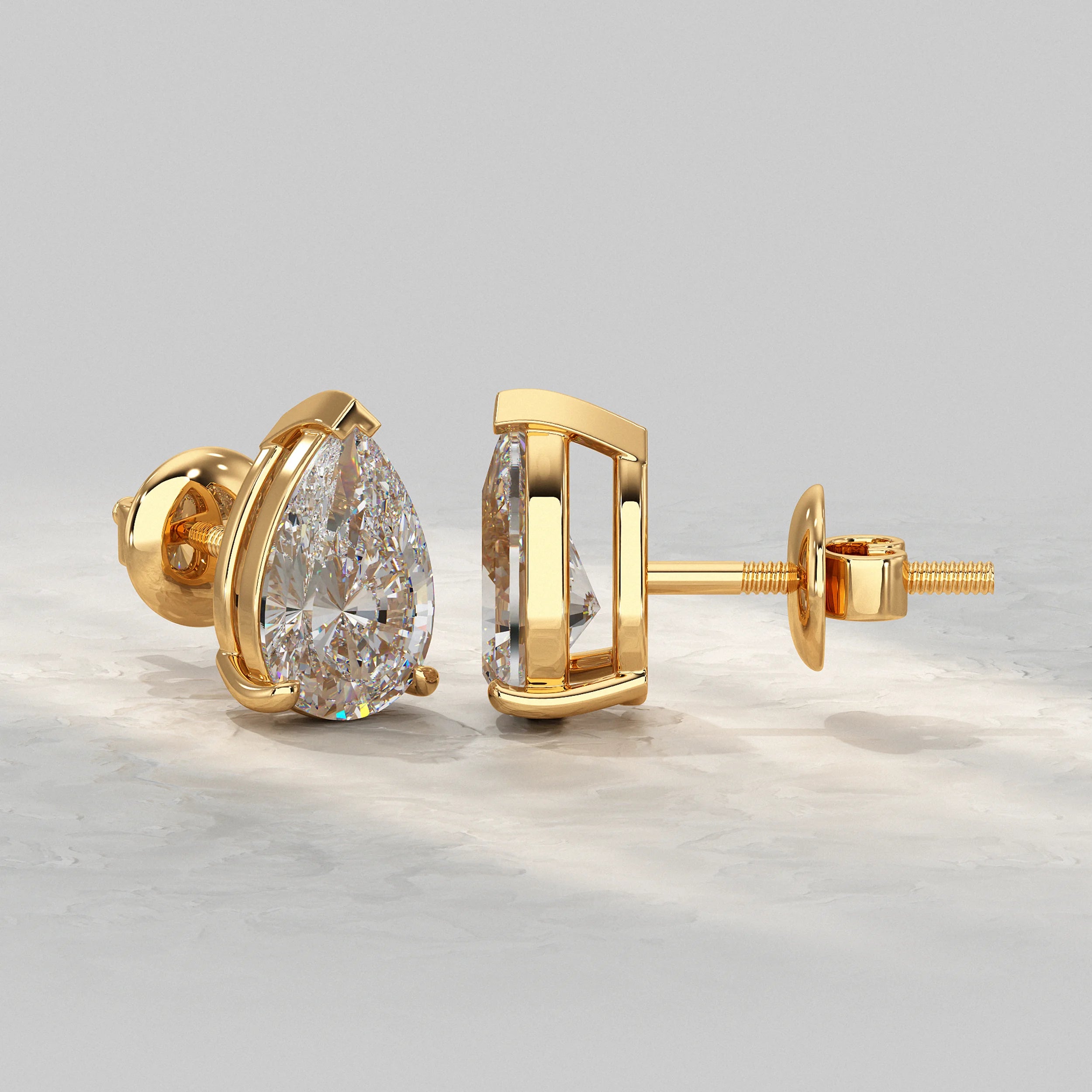 Pear Lab Diamond Stud Earrings