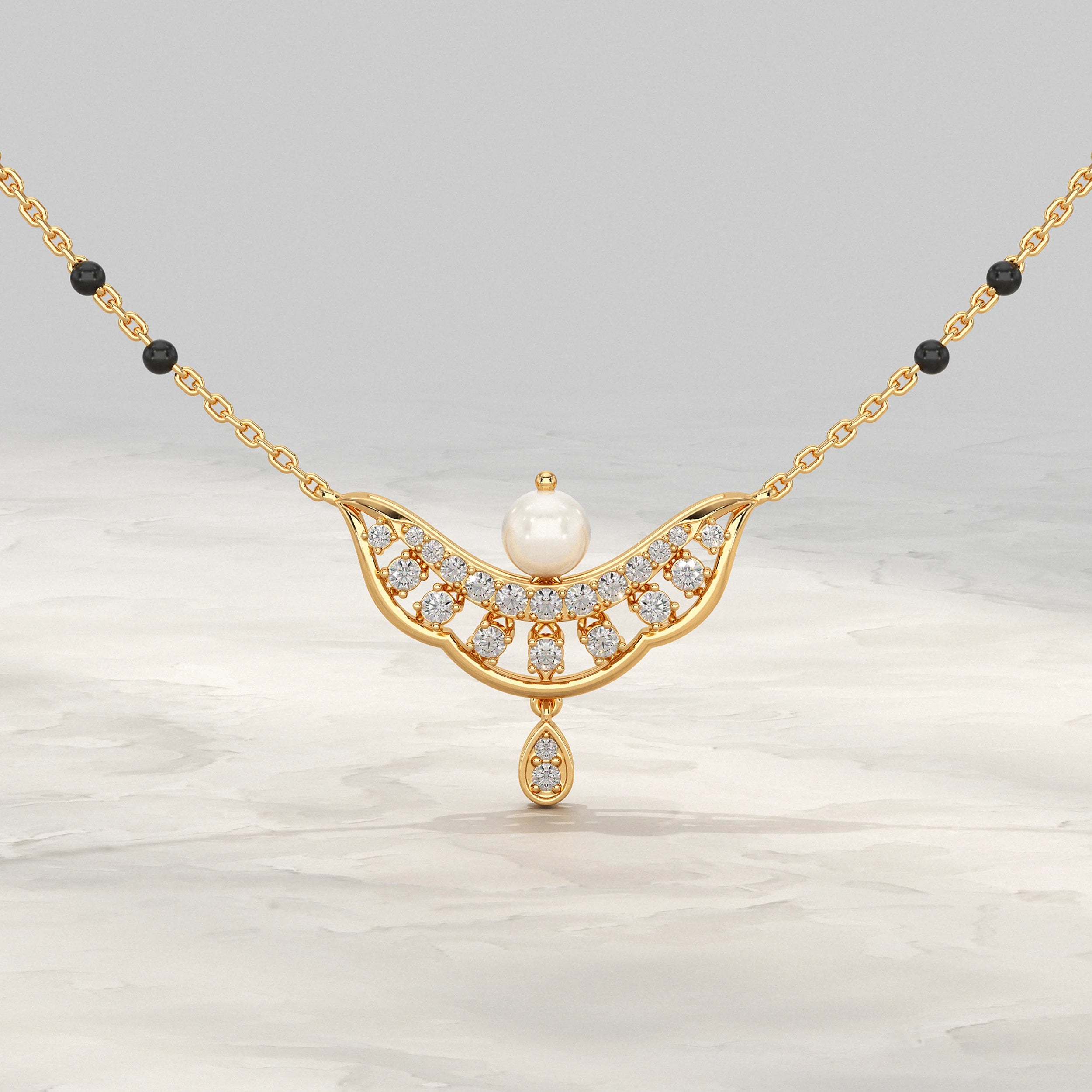 Pearl Gemstone Drop Mangalsutra Mangal Sutra
