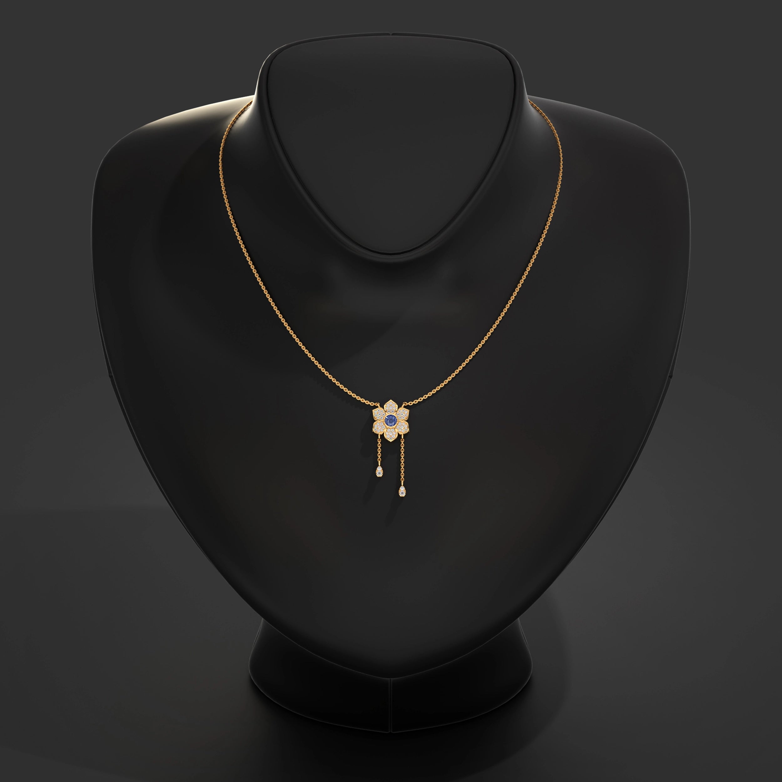 Flower Petal Pendant With Drop Chains