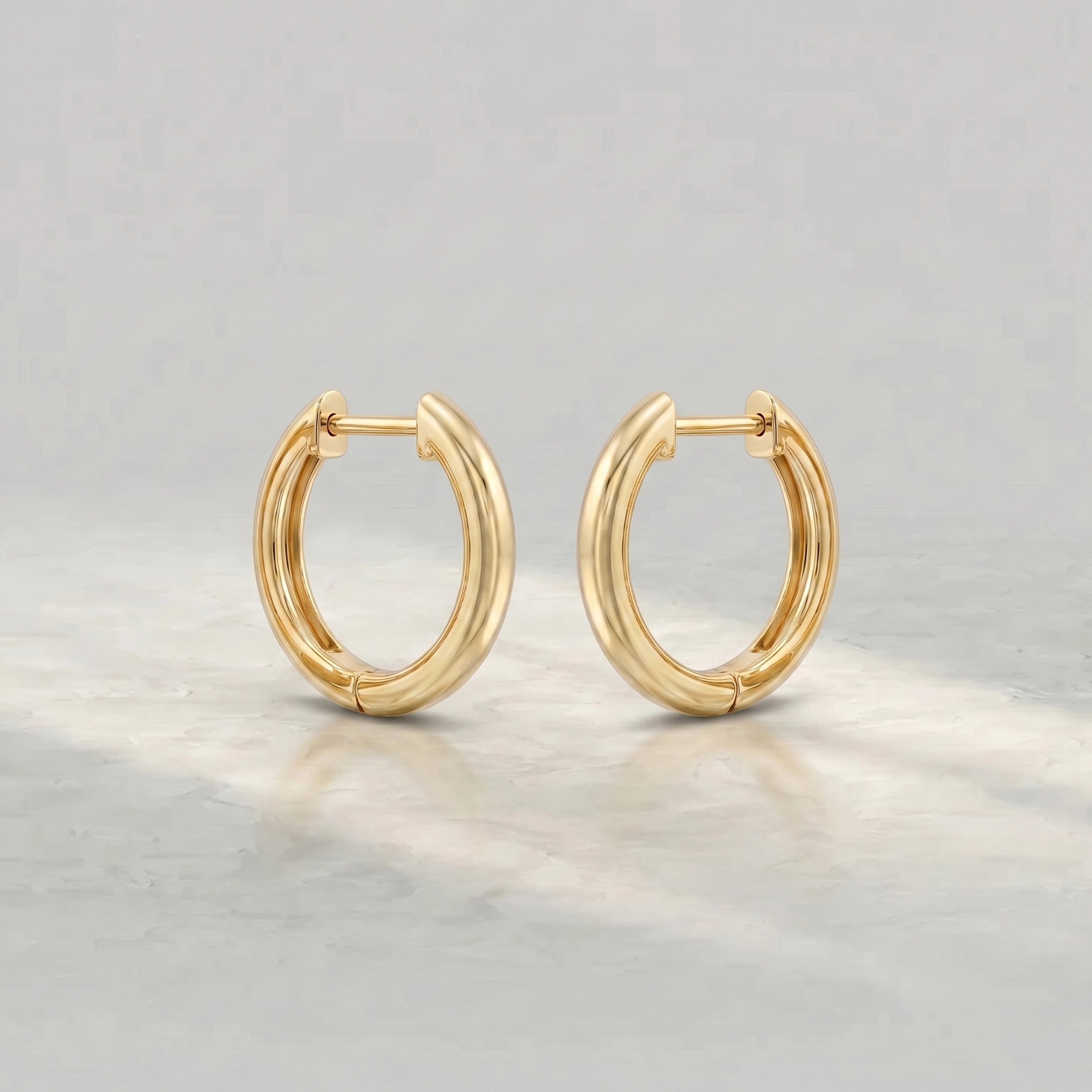 Yellow Plain Gold Hoop Earrings