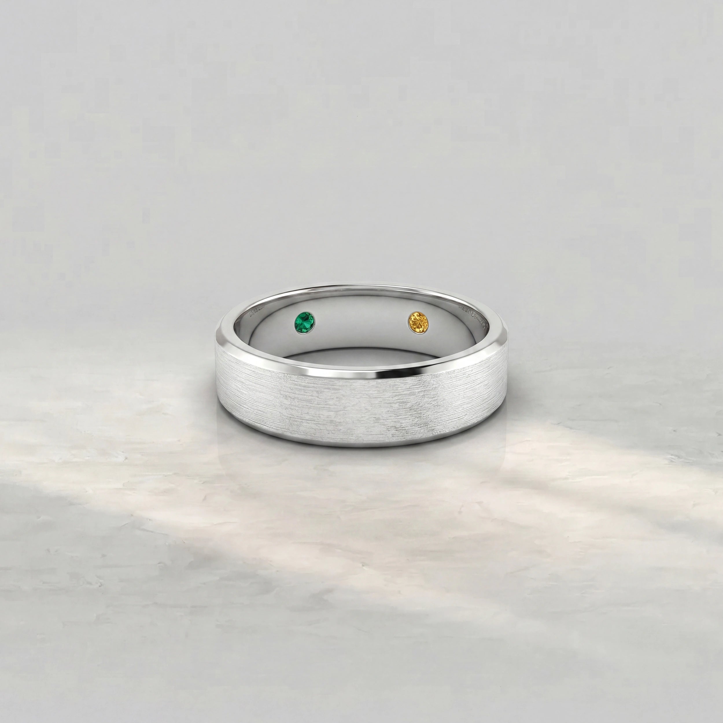 Plain Round Gemstone Inside Men's Band