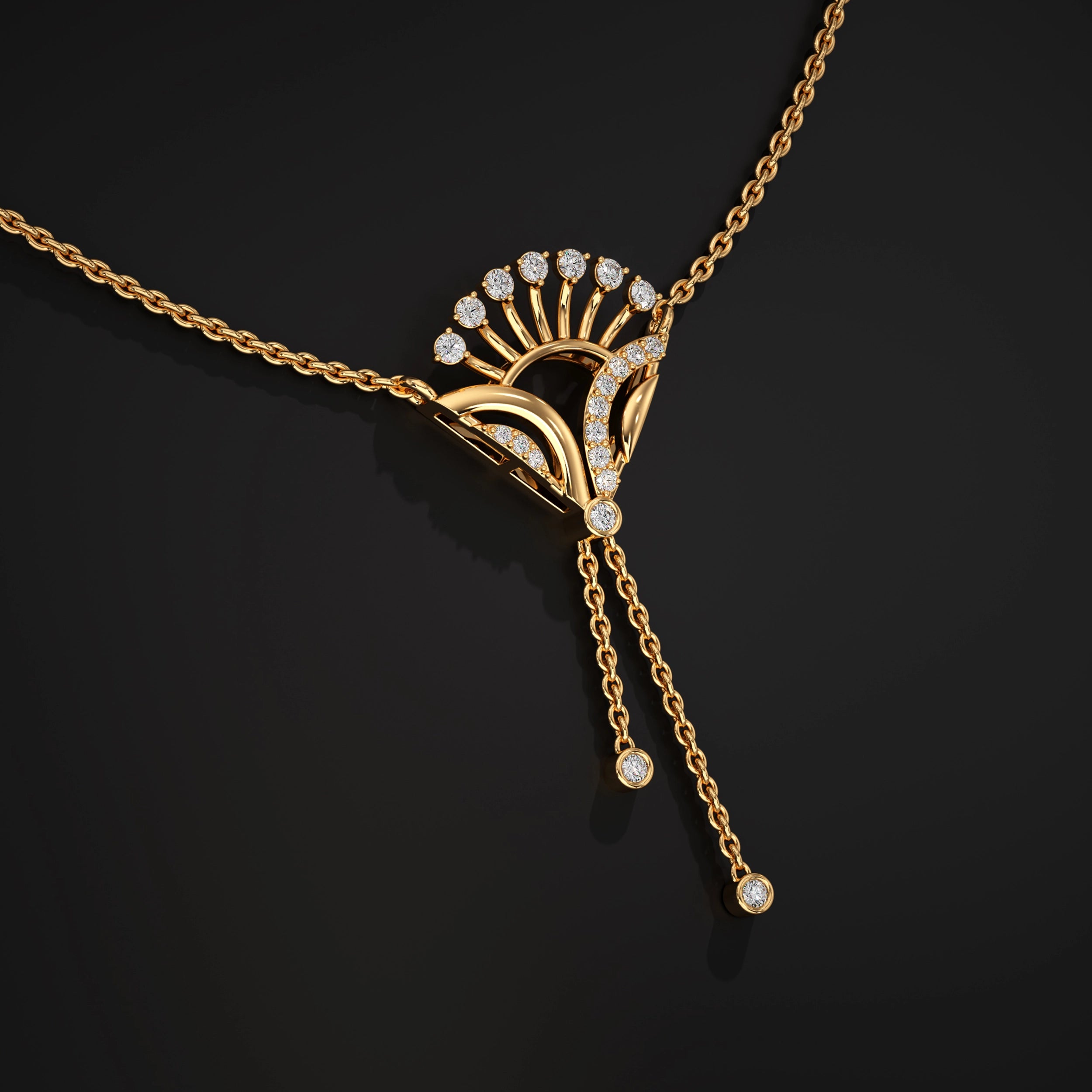 Diamond Pendant with Drop Chains