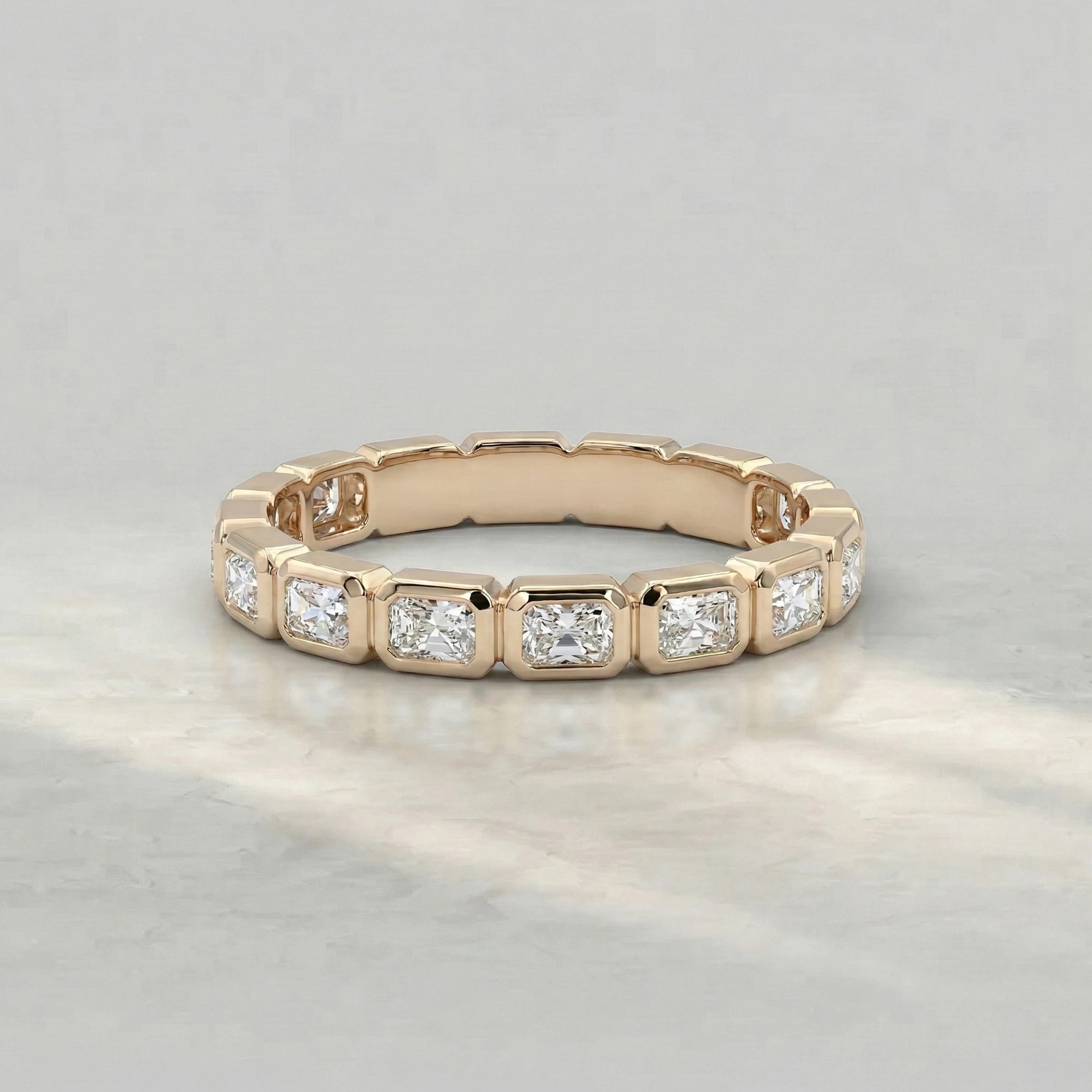 Bezel Set Radiant Cut Eternity Wedding Band