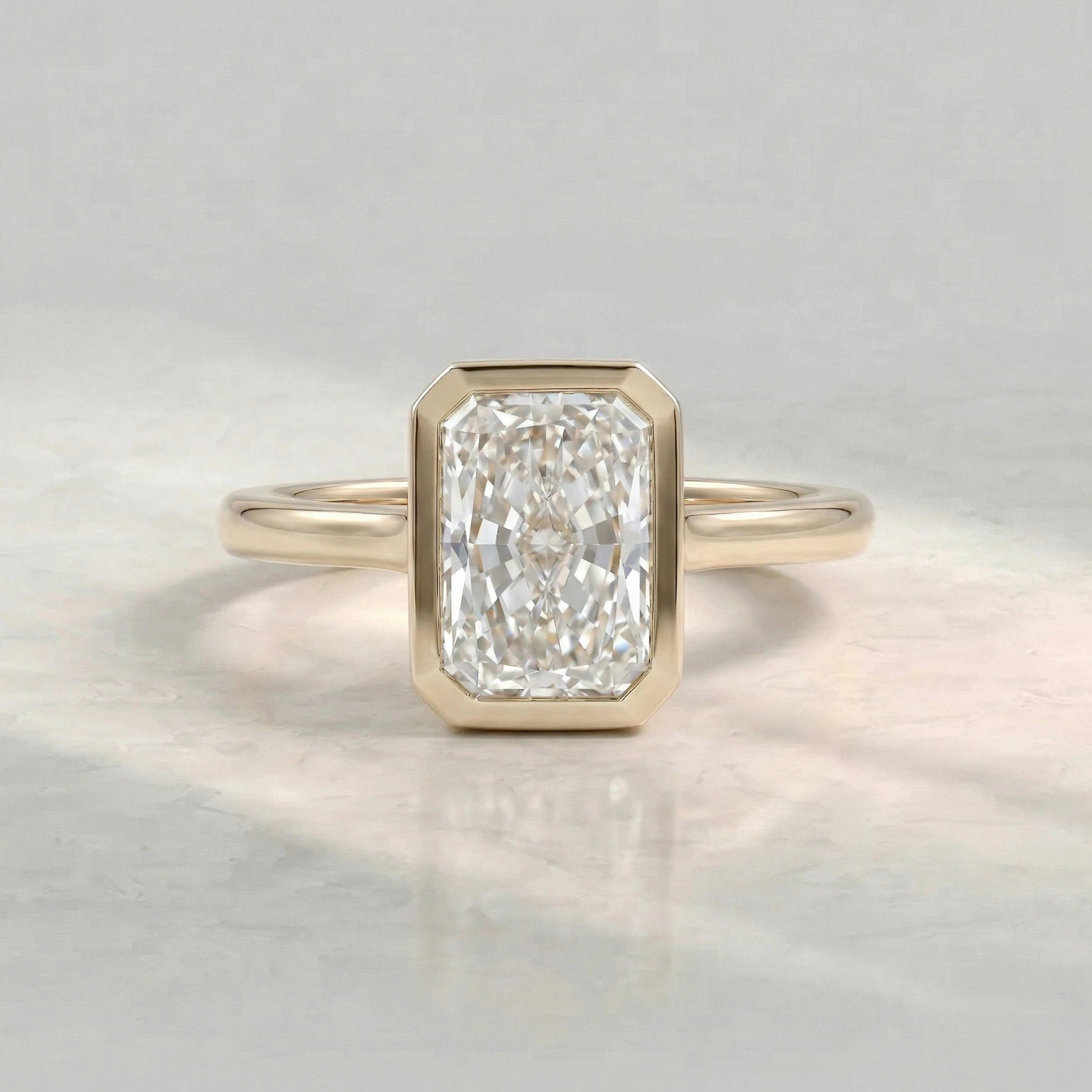 Bezel Set Radiant Cut Solitaire Engagement Ring
