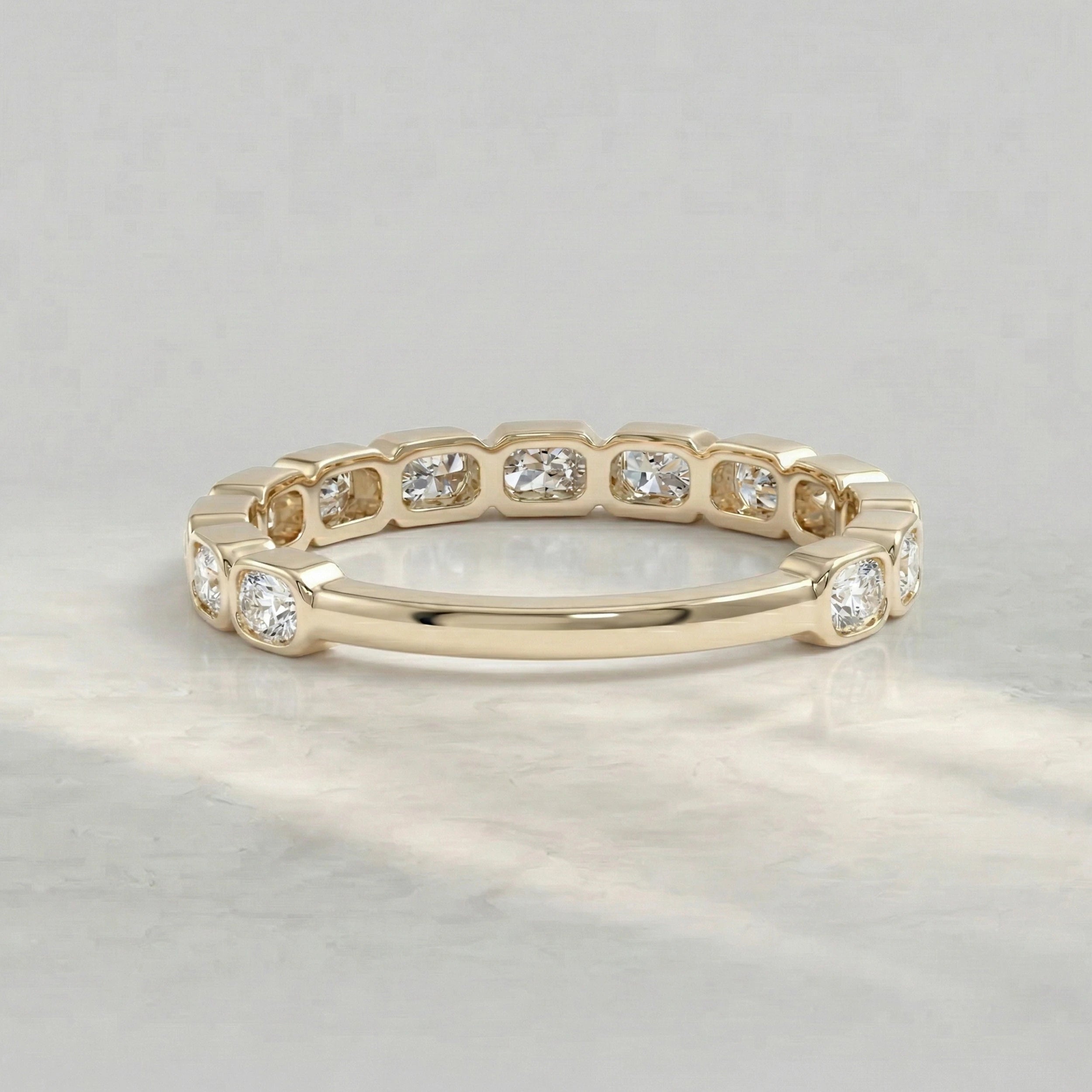 Radiant Lab Grown Diamond Bezel Set Wedding Band Rings