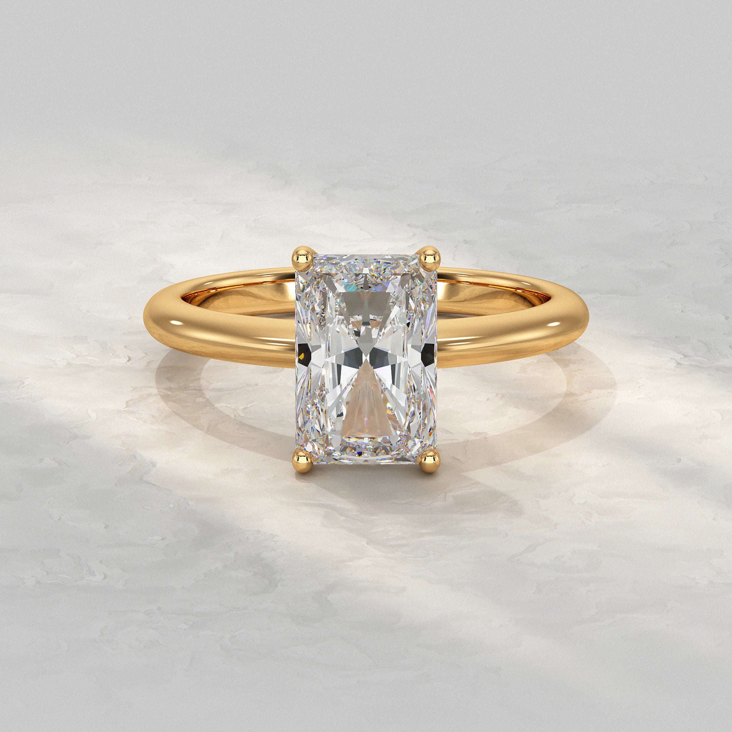 Radiant Lab Diamond Solitaire Engagement Ring