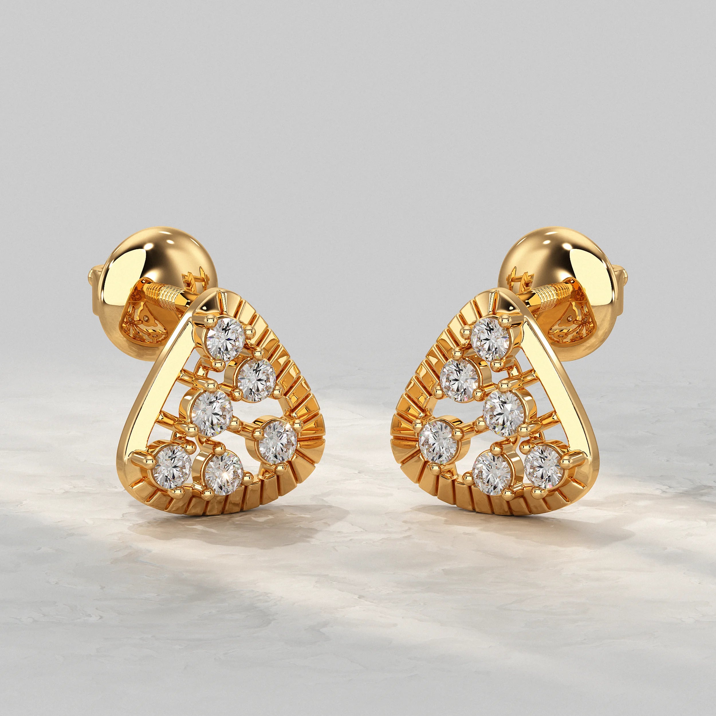 Round Lab Diamond Triangular Stud Earrings