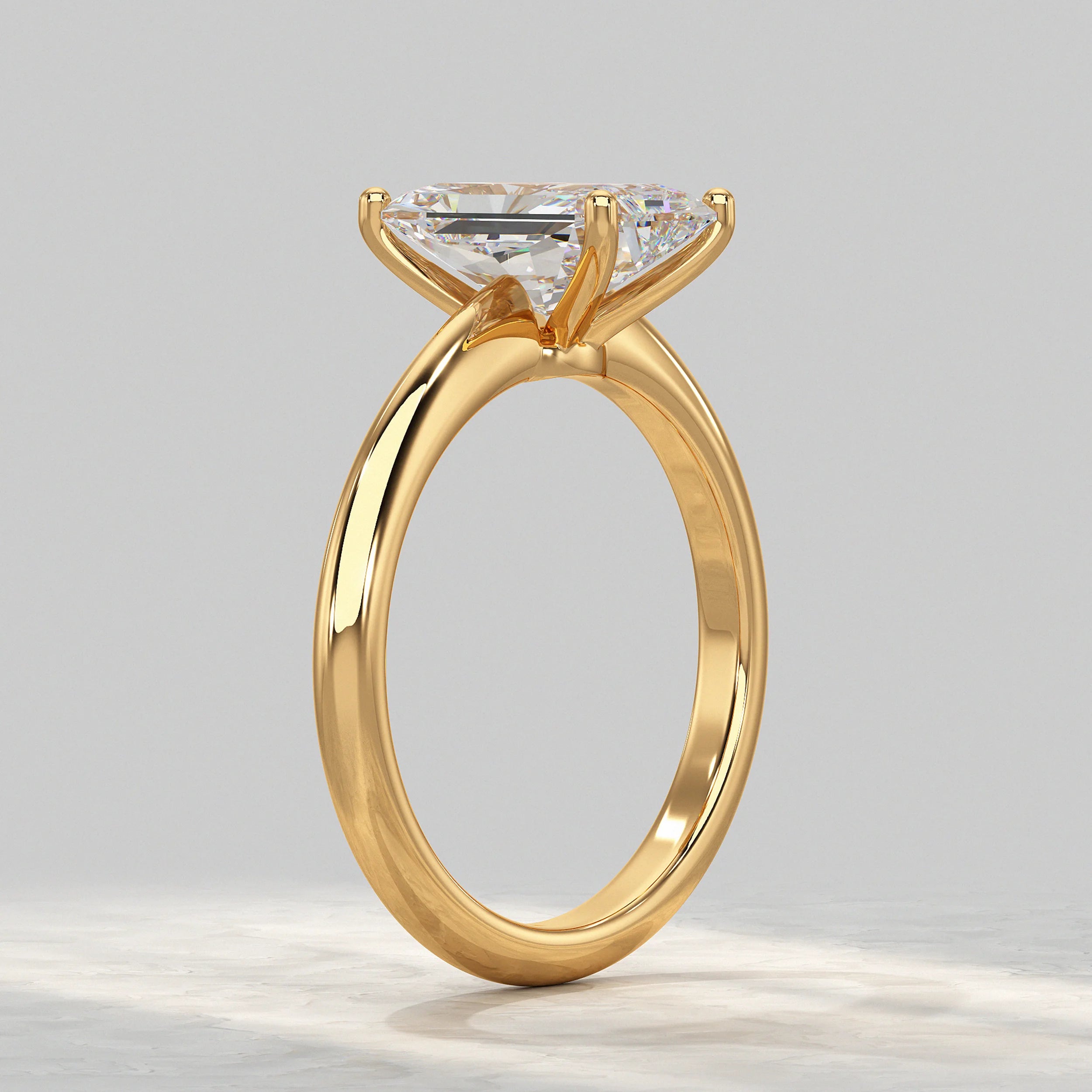 Radiant Lab Diamond Solitaire Engagement Ring Rings