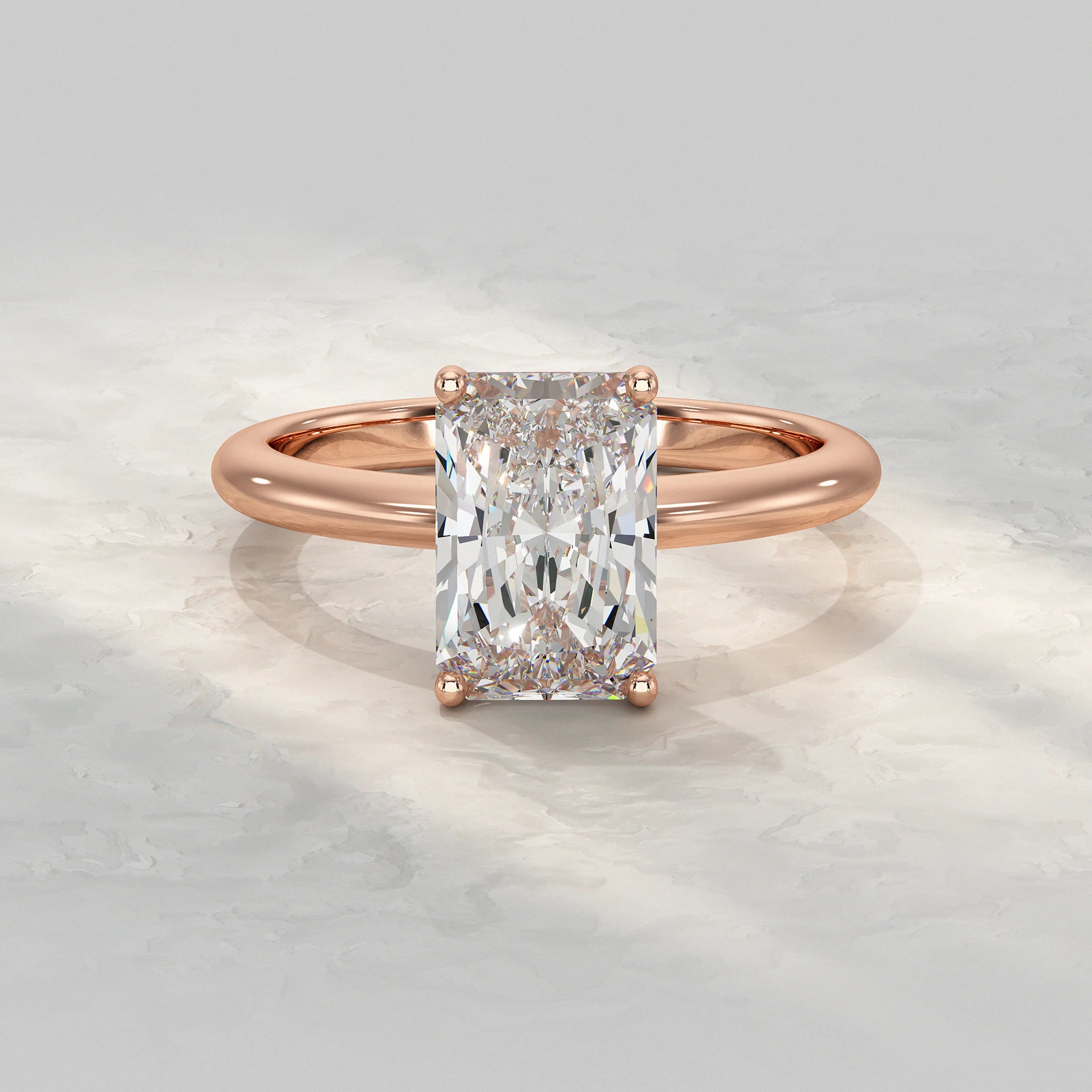 Radiant Lab Diamond Solitaire Engagement Ring Rings