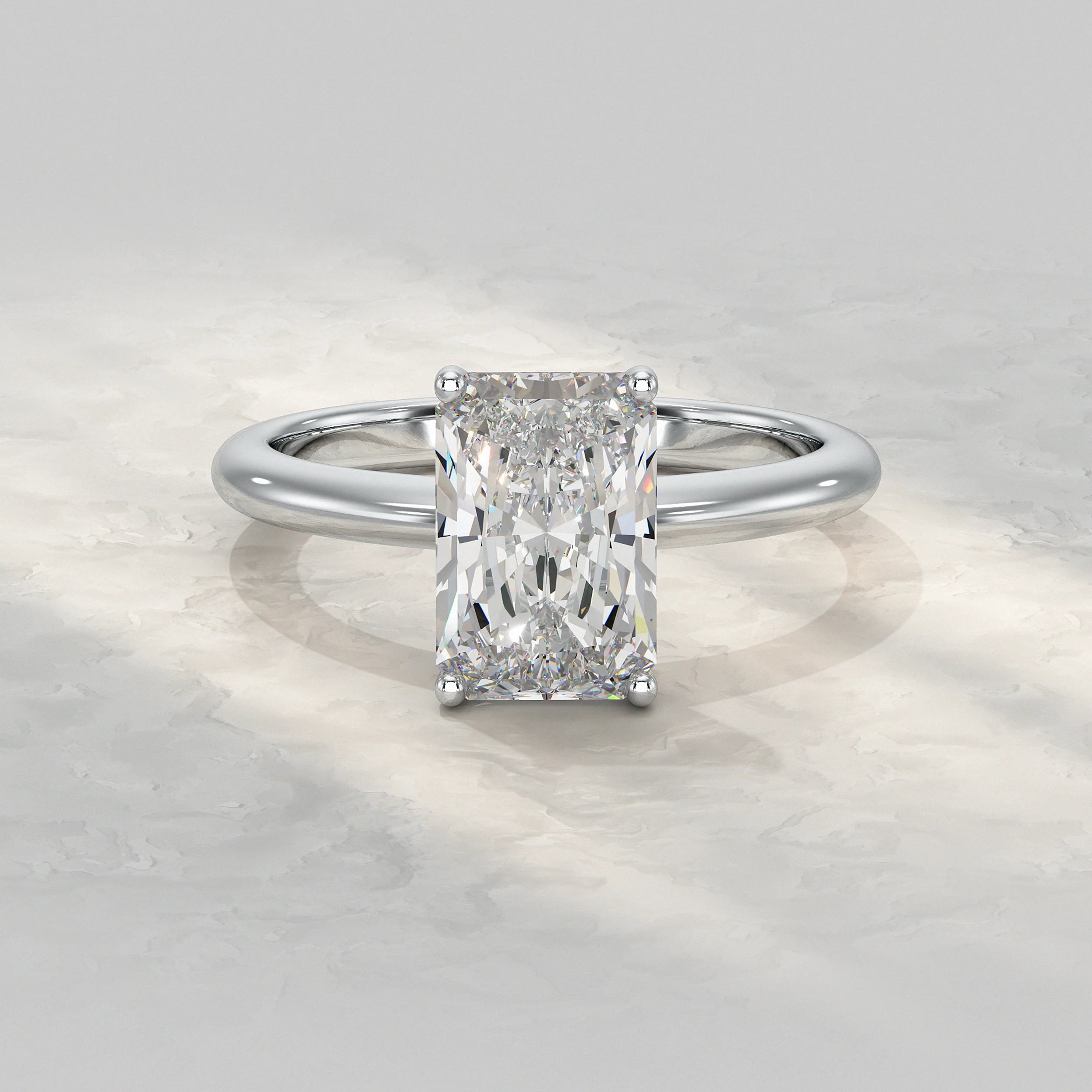 Radiant Lab Diamond Solitaire Engagement Ring Rings
