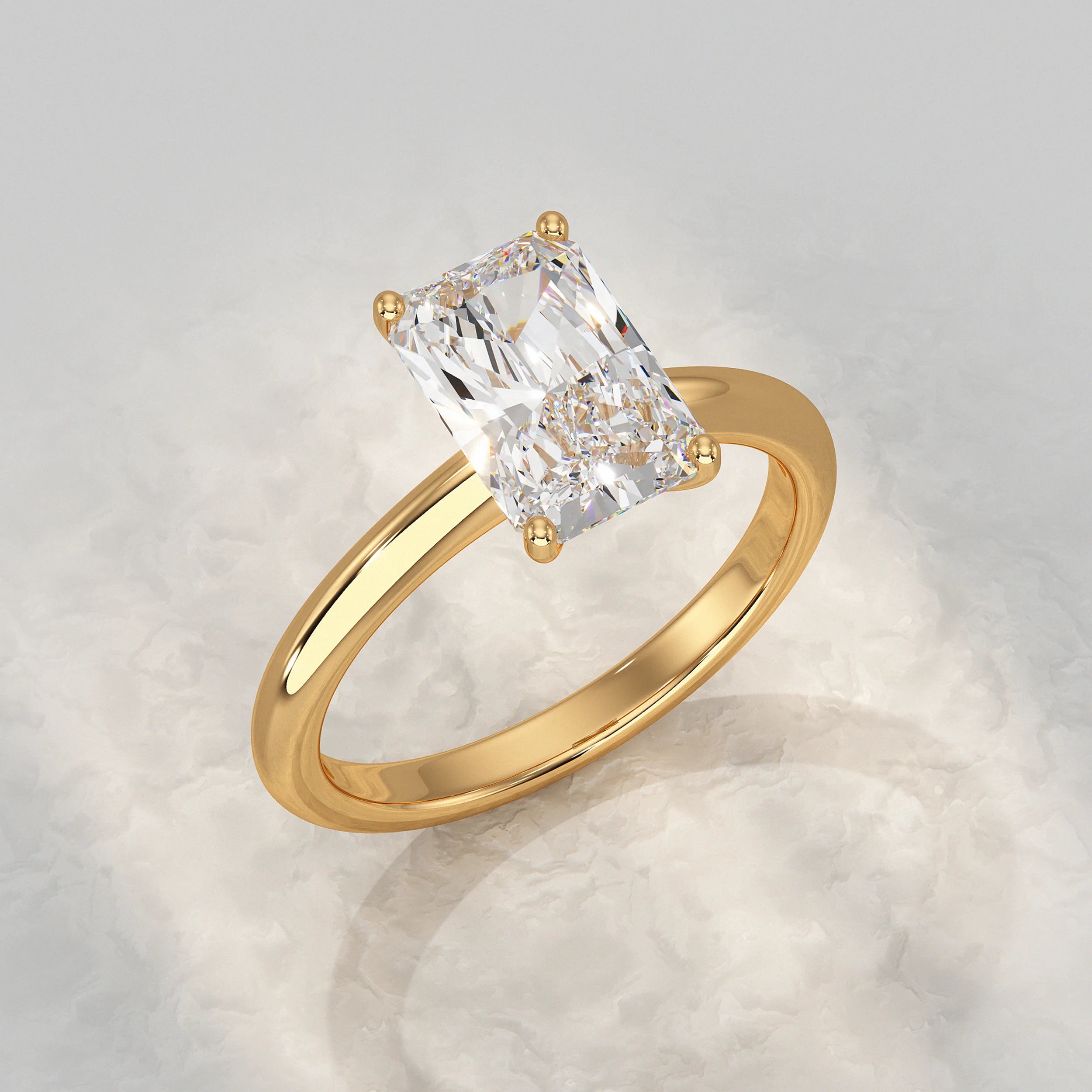 Radiant Lab Diamond Solitaire Engagement Ring Rings