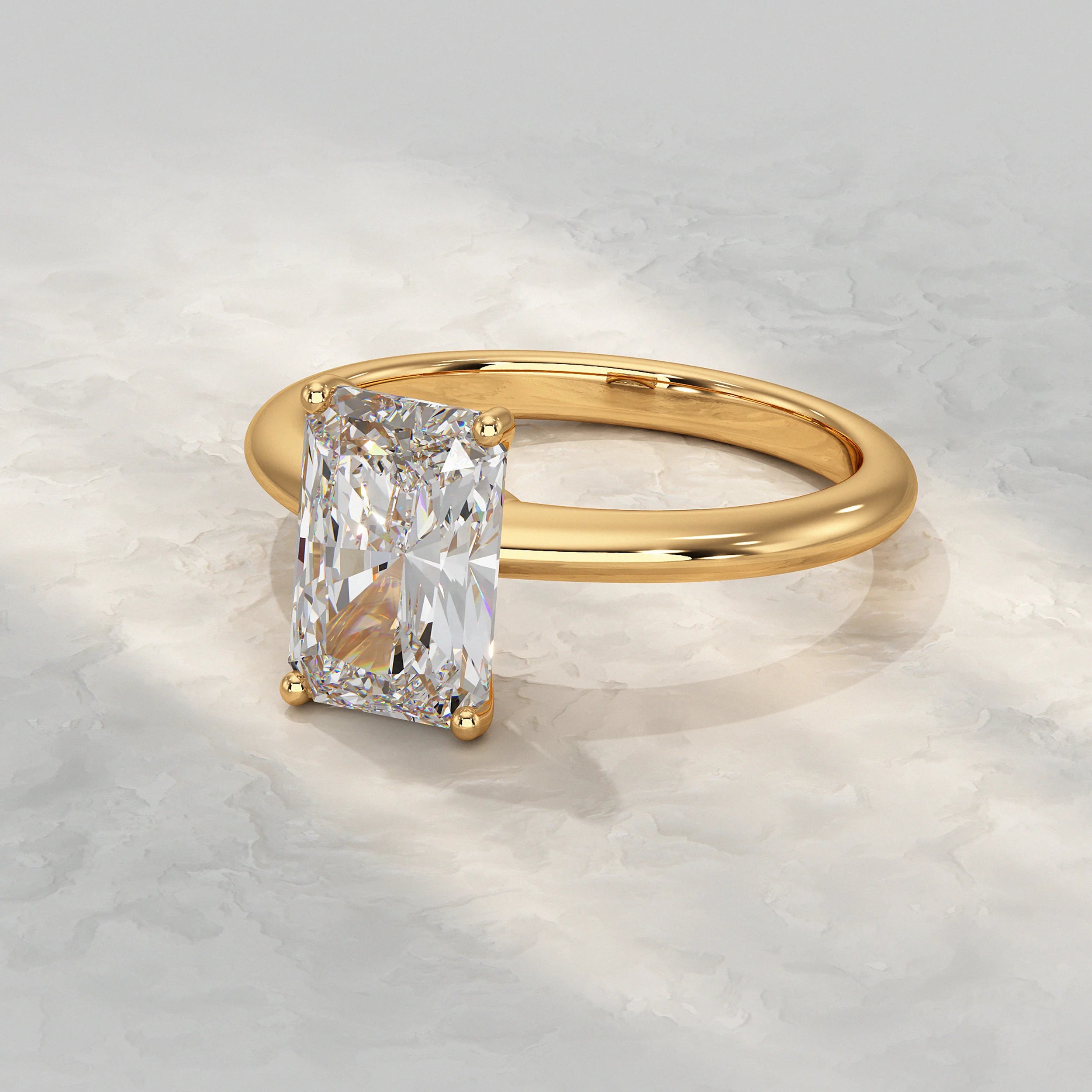 Radiant Lab Diamond Solitaire Engagement Ring Rings