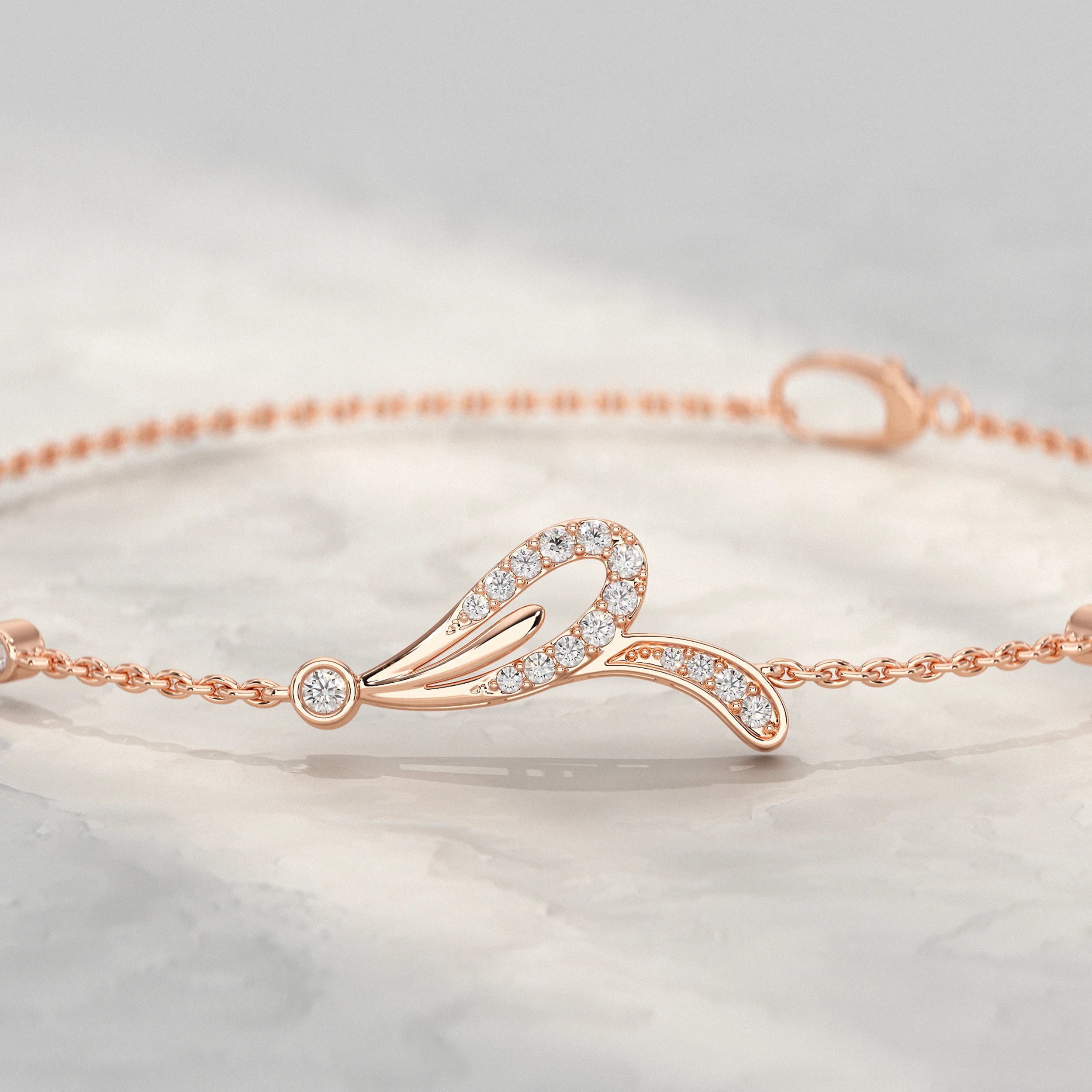 Leaf Style Diamond Chain Bracelet