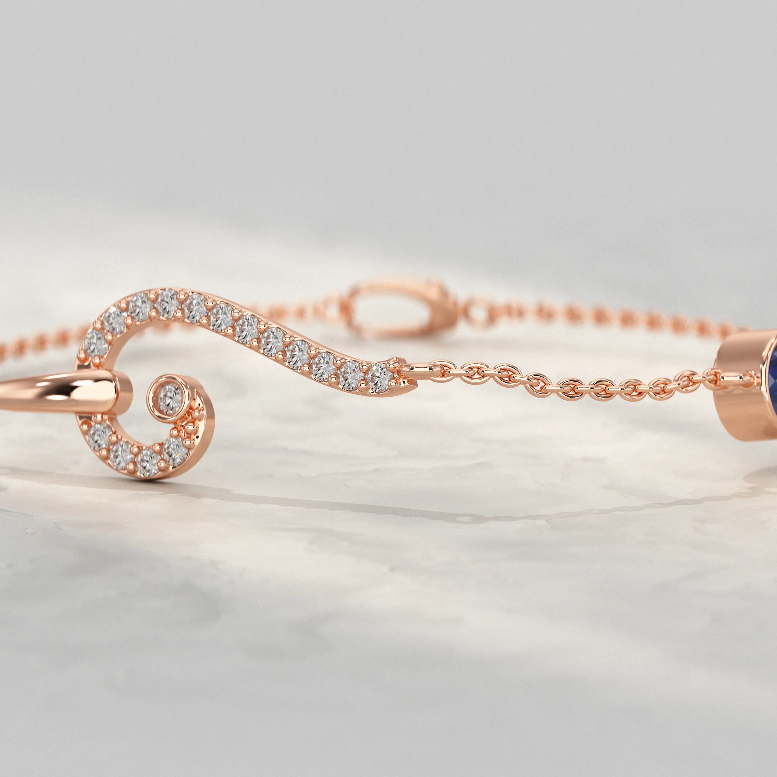 Swirl Sapphire Chain Bracelet