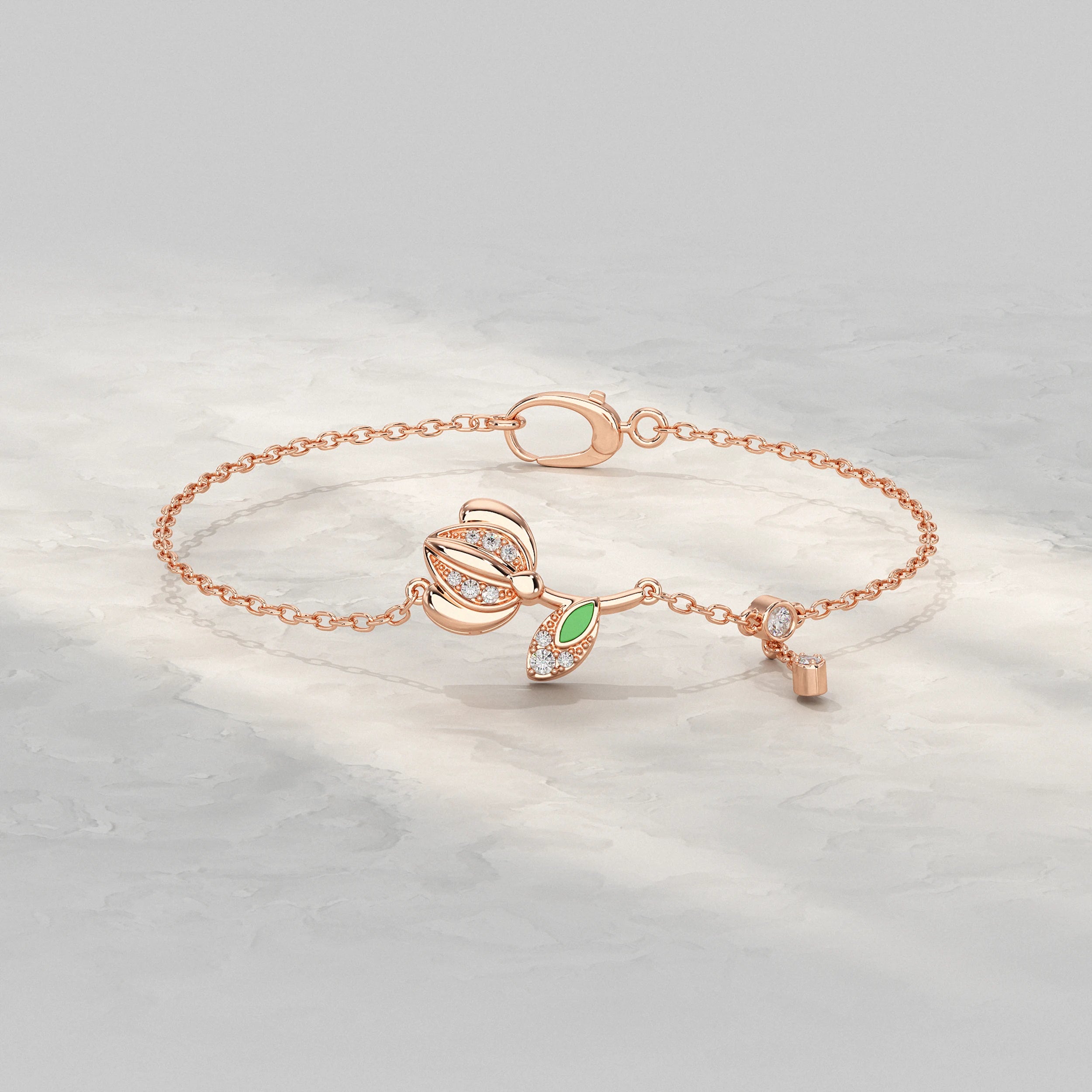 Sparkling Petal and Leaf Accent Bracelet