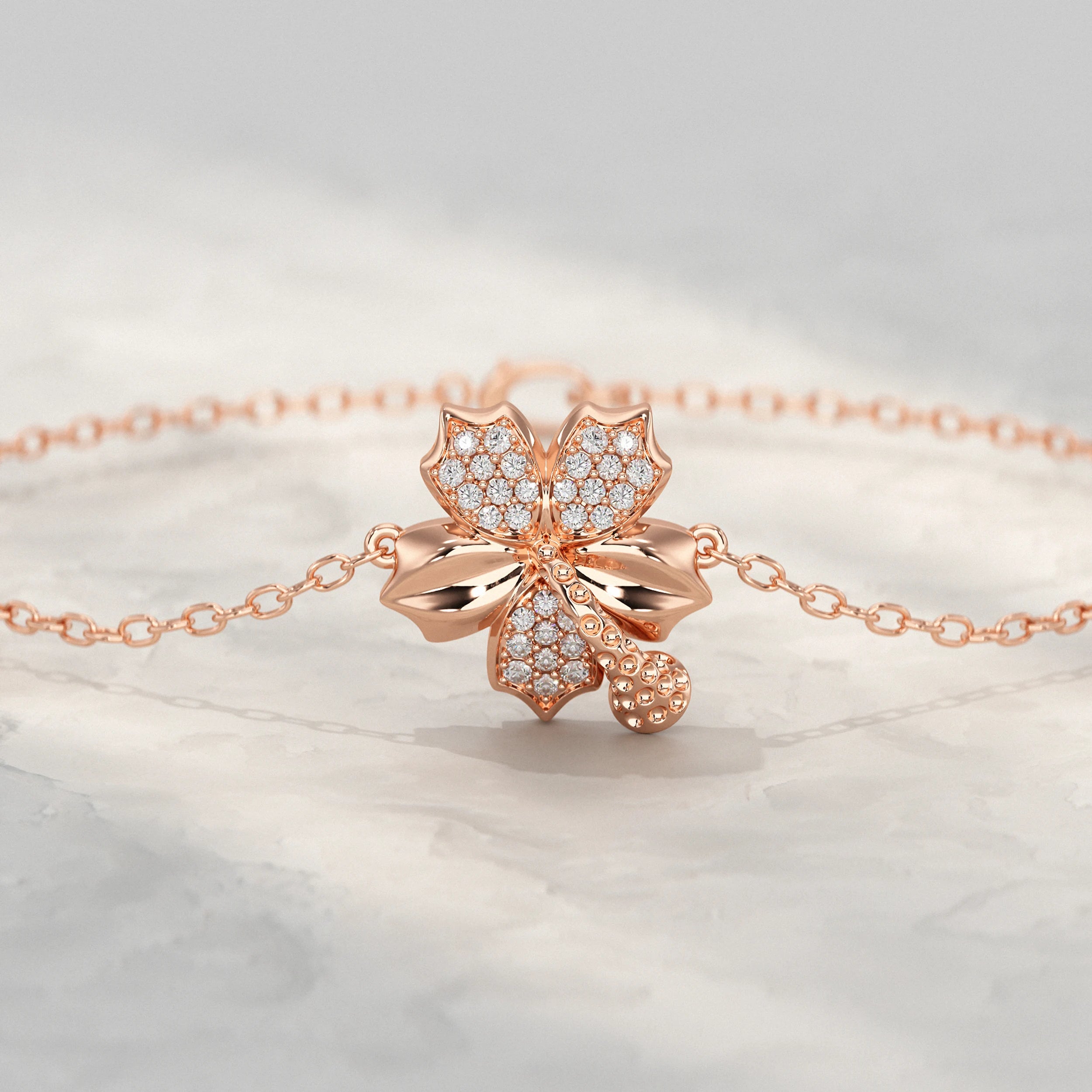 Floral Charm Diamond Bracelet