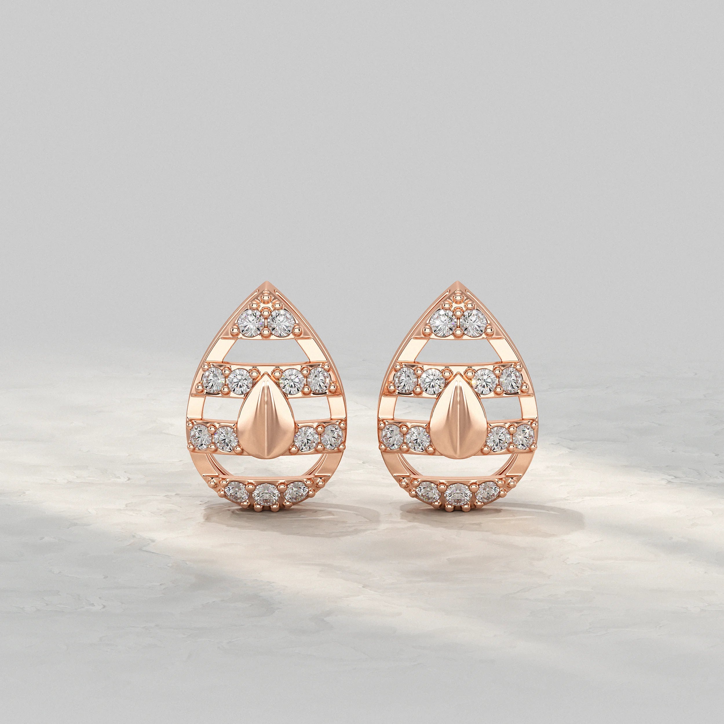 Teardrop Diamond Cluster Open Frame Stud Earrings