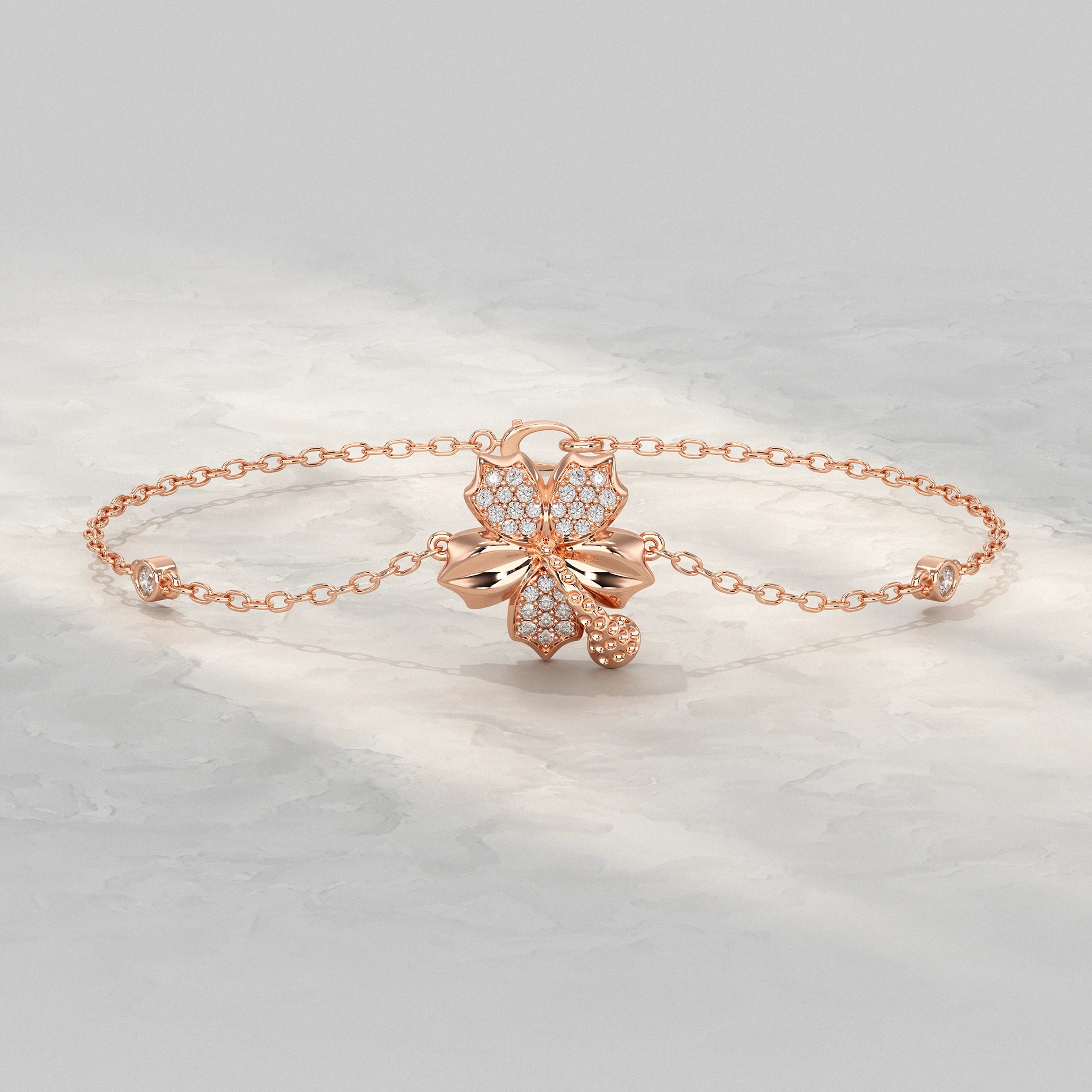 Floral Charm Diamond Bracelet