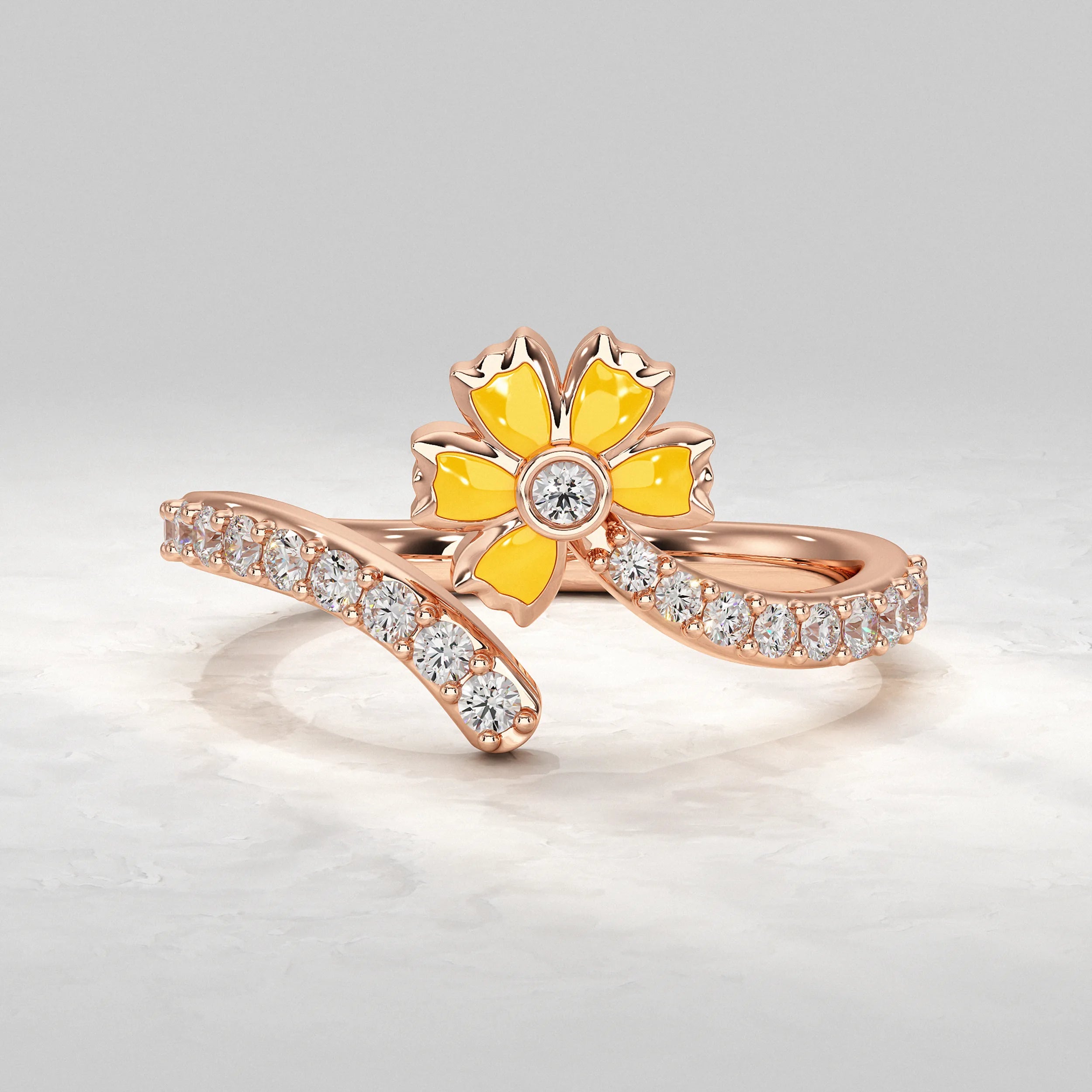 Rose-Gold-Ring-with-Flower-Diamond-Design