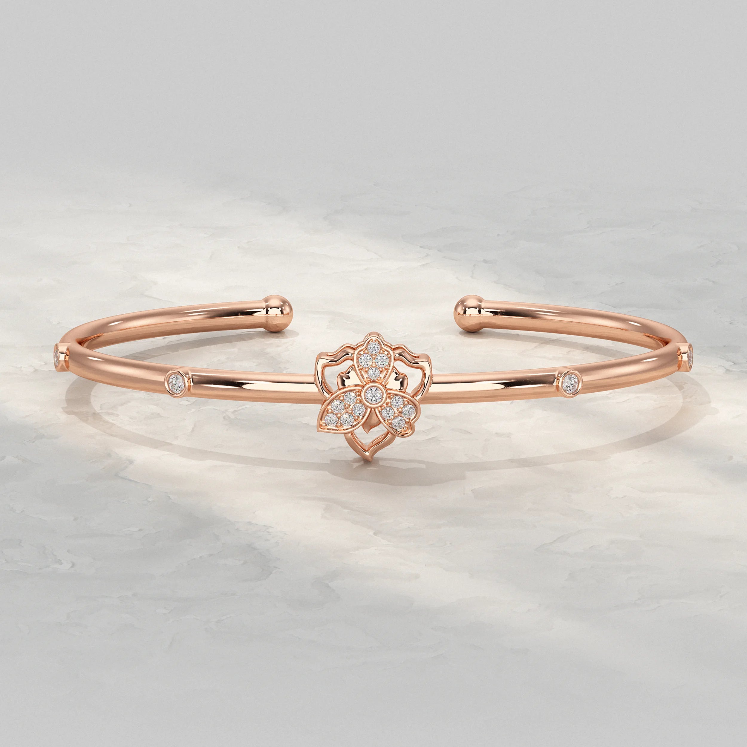 Flower Lab Diamond Open Bangle