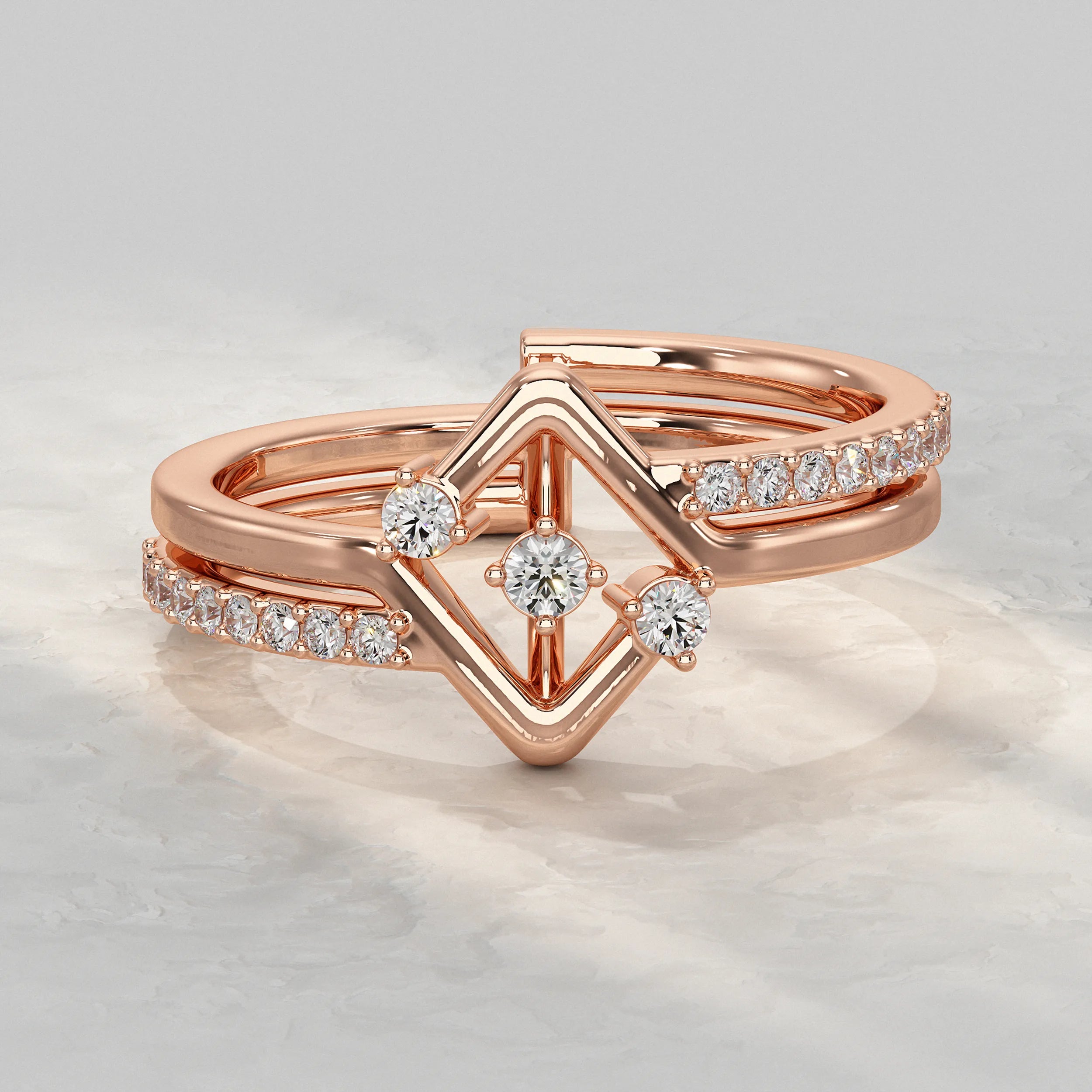 Round Accent Diamond Engagement Ring