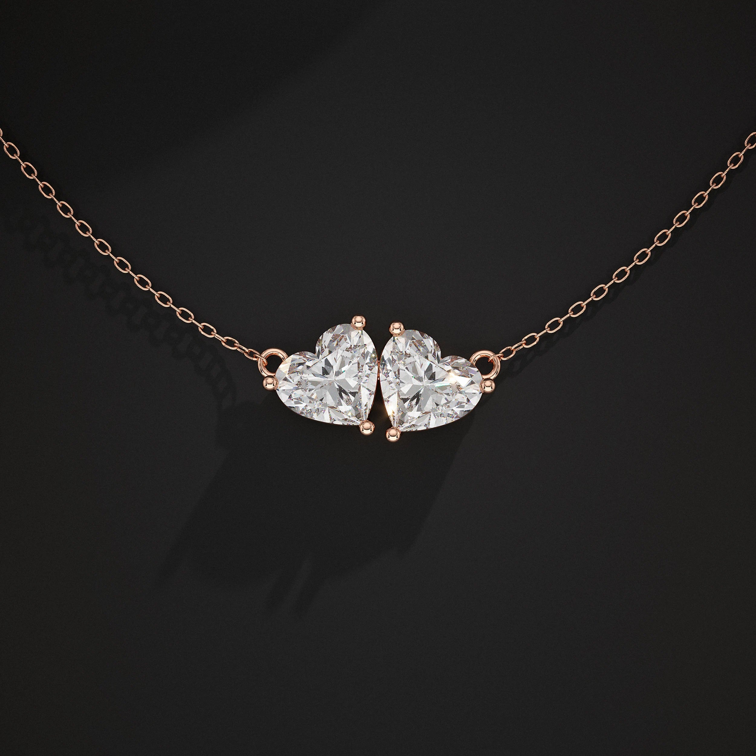 Heart Lab Diamond Toi Et Moi Pendant