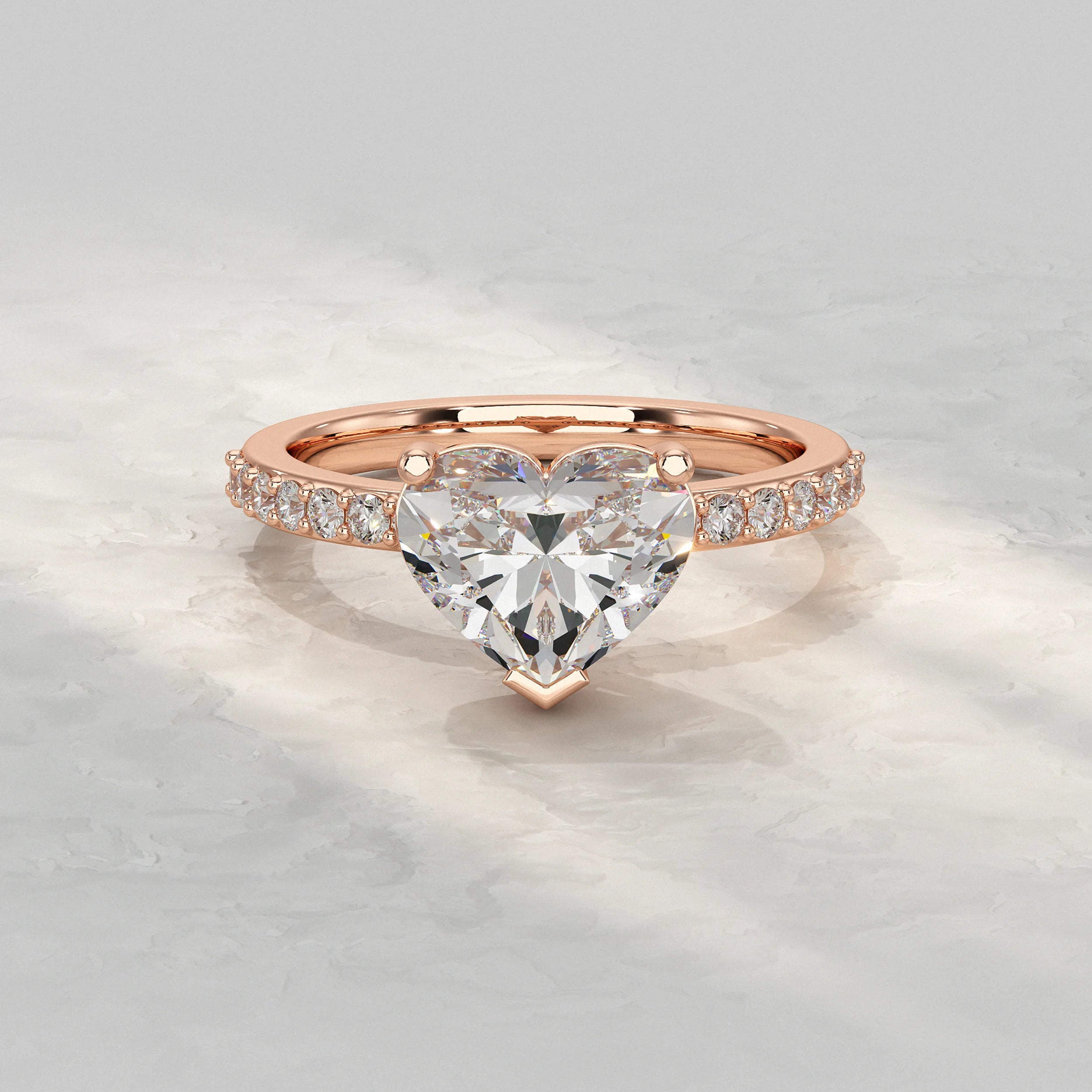Heart Diamond Solitaire Accent Engagement Ring