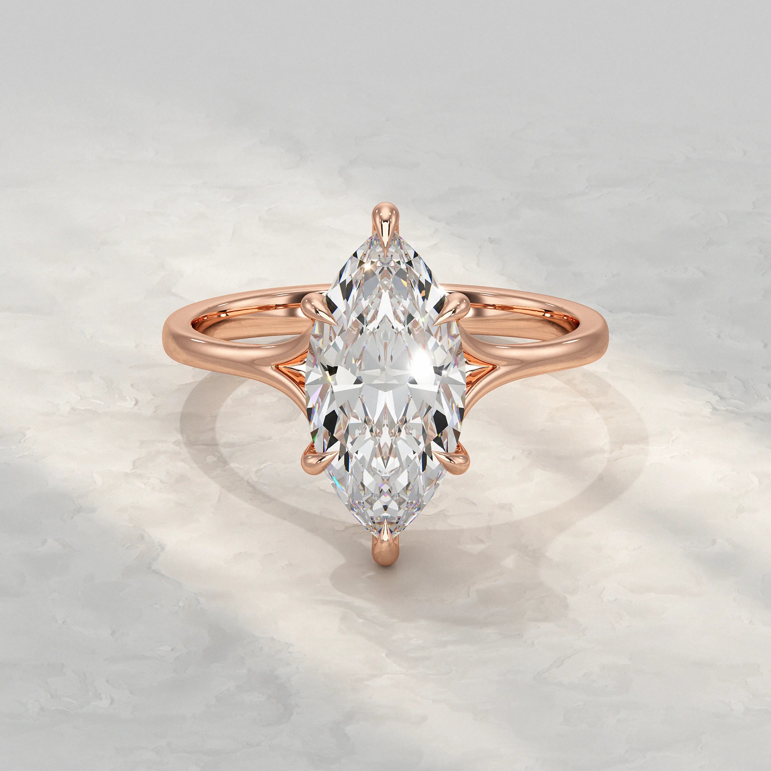Marquise Lab Diamond Six Prong Solitaire Ring