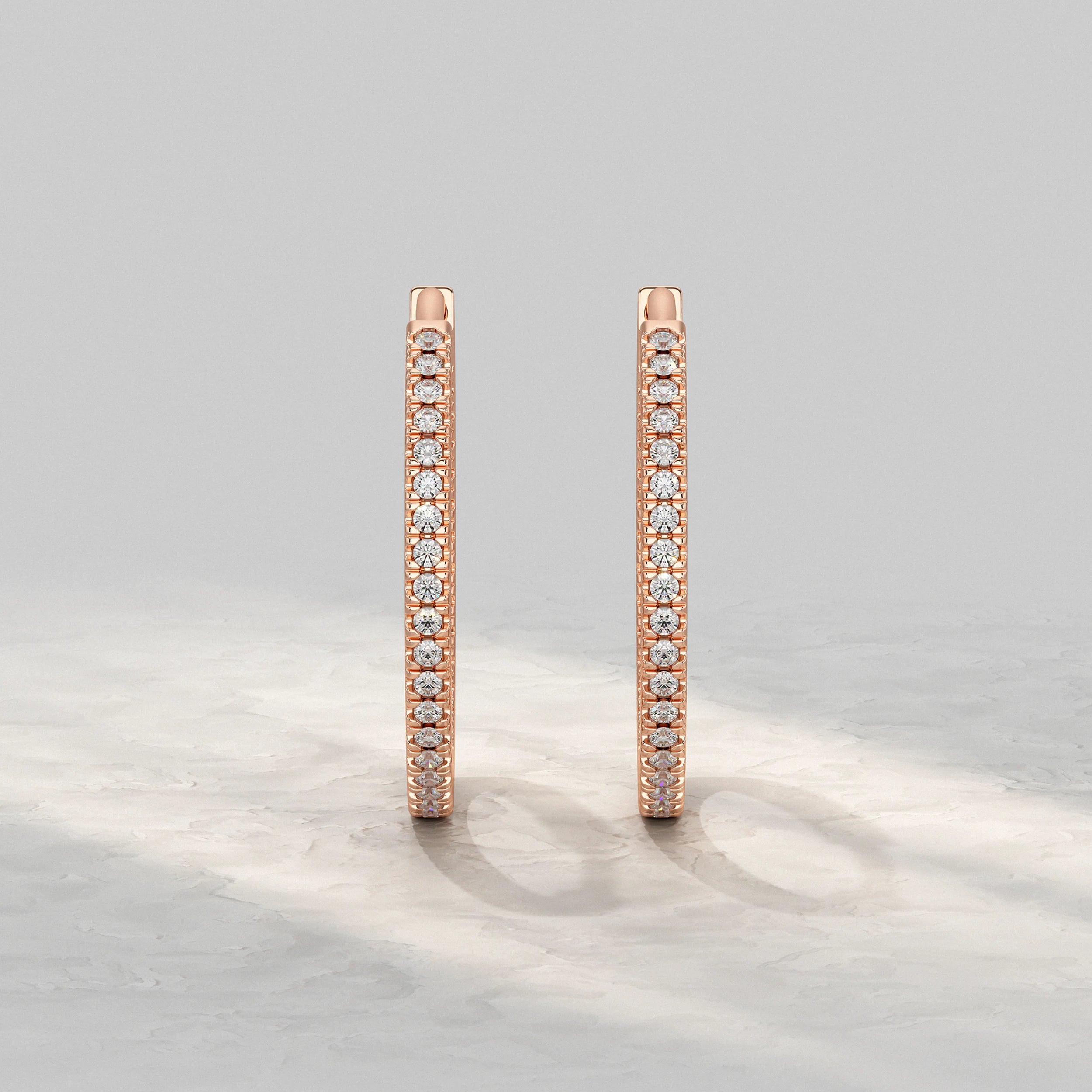 Round Lab Diamond In- Out Hoop Earrings