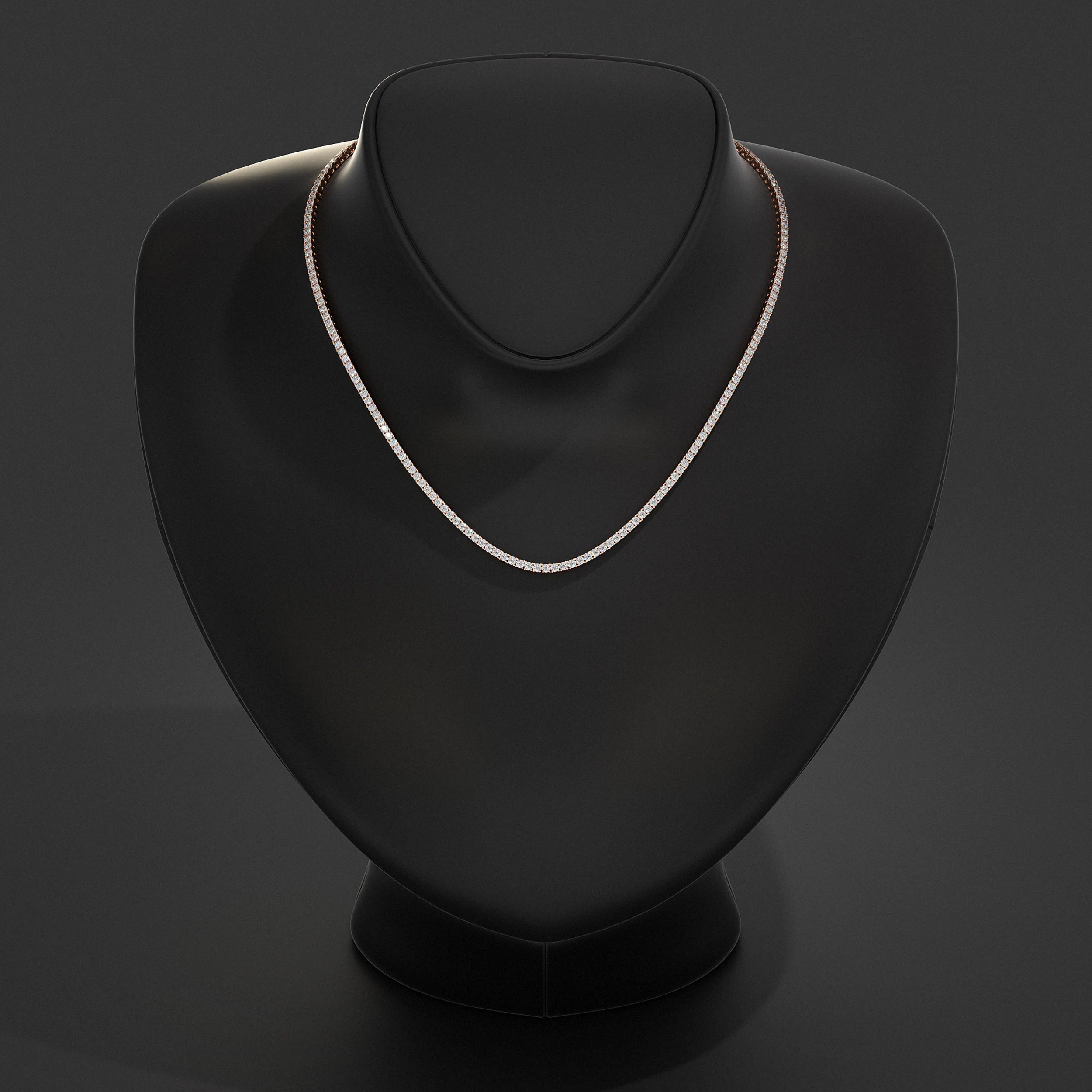 Round Lab Diamond Tennis Necklace