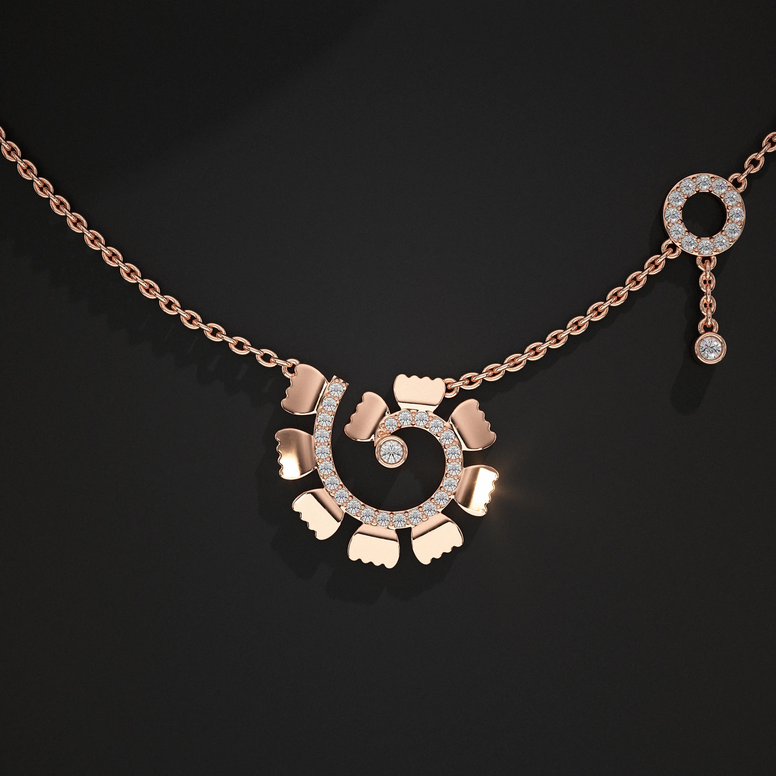 Round Lab Diamond Spiral Pendant
