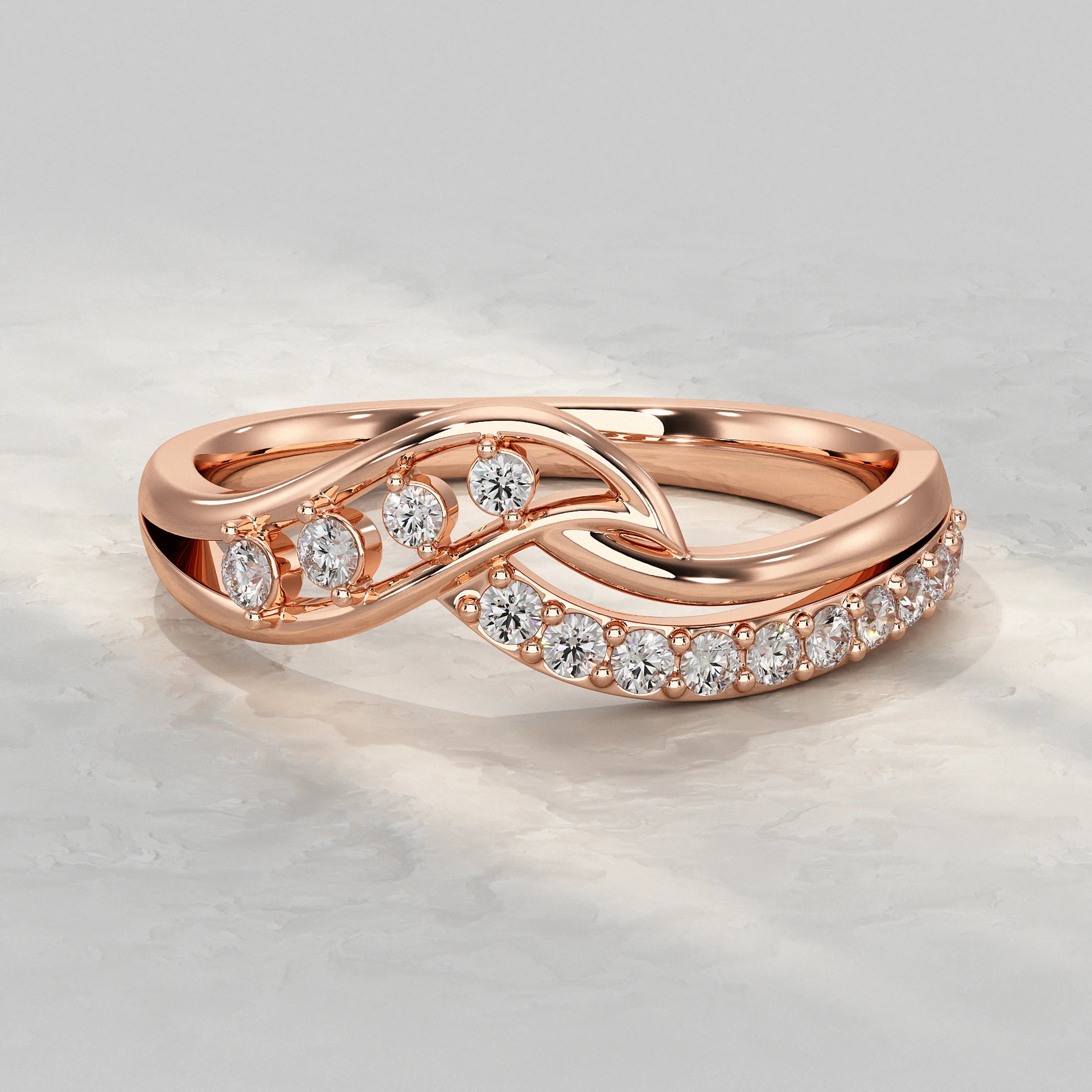 Crossover Round Cut Diamond Cluster Ring