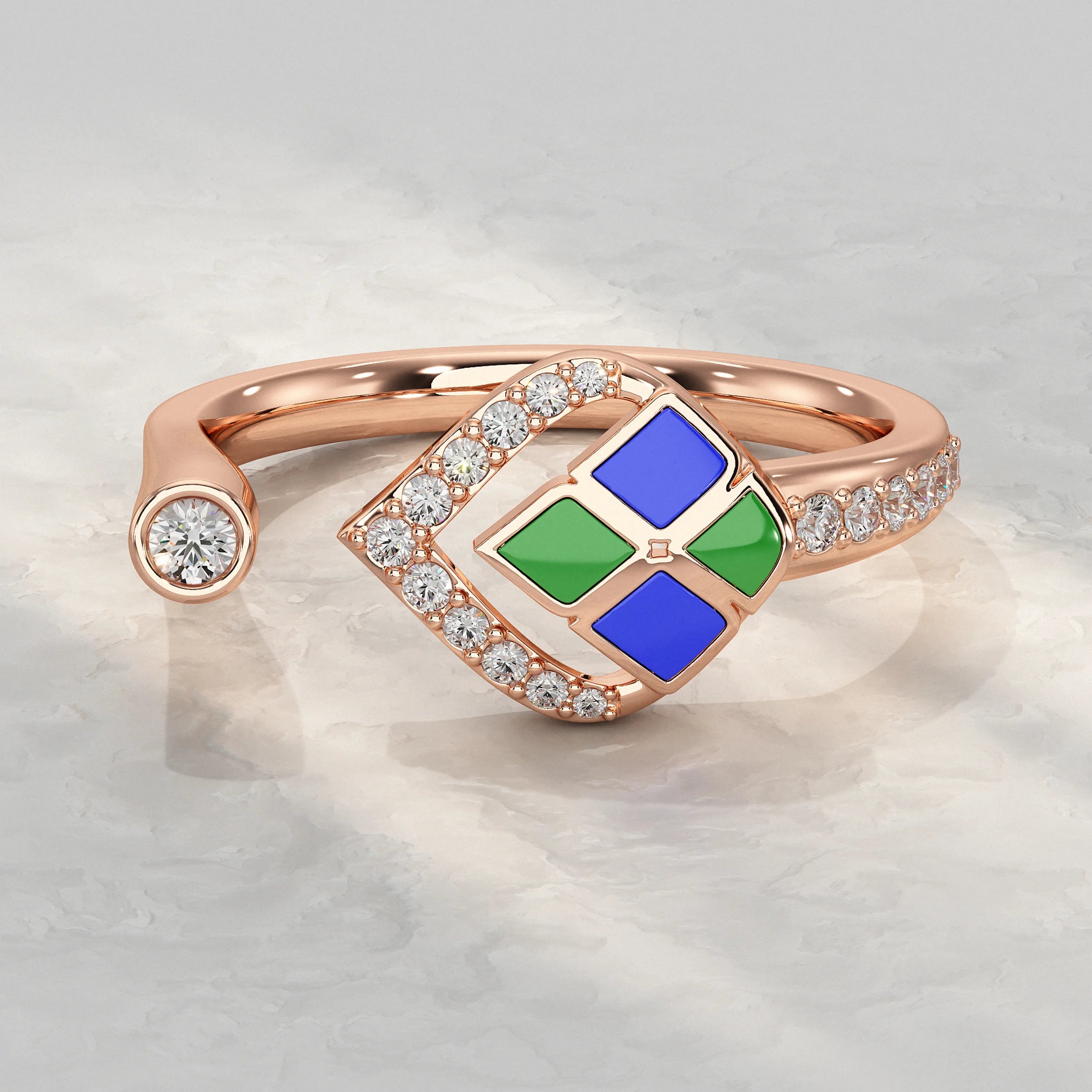 Unique Style Enamel Open Cuff Ring