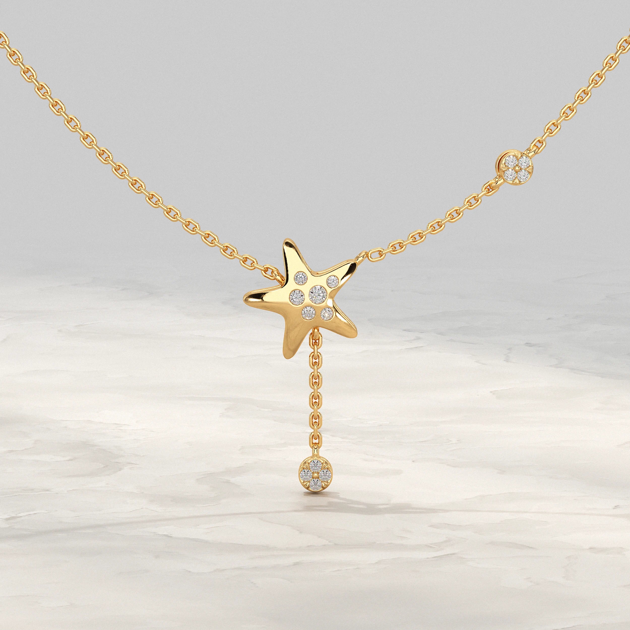 Star Cut Lab Diamond Drop Necklace