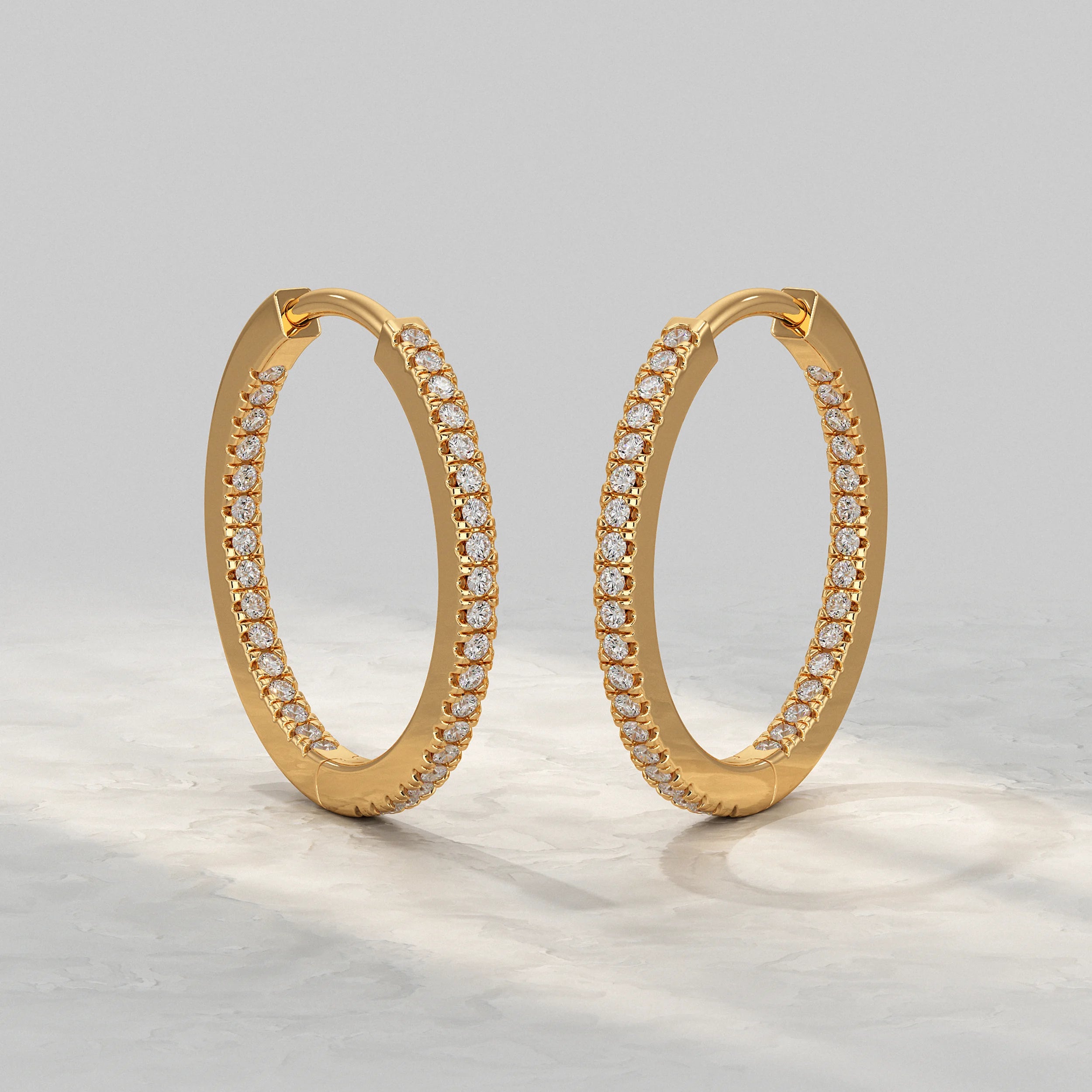 Round Lab Diamond In- Out Hoop Earrings