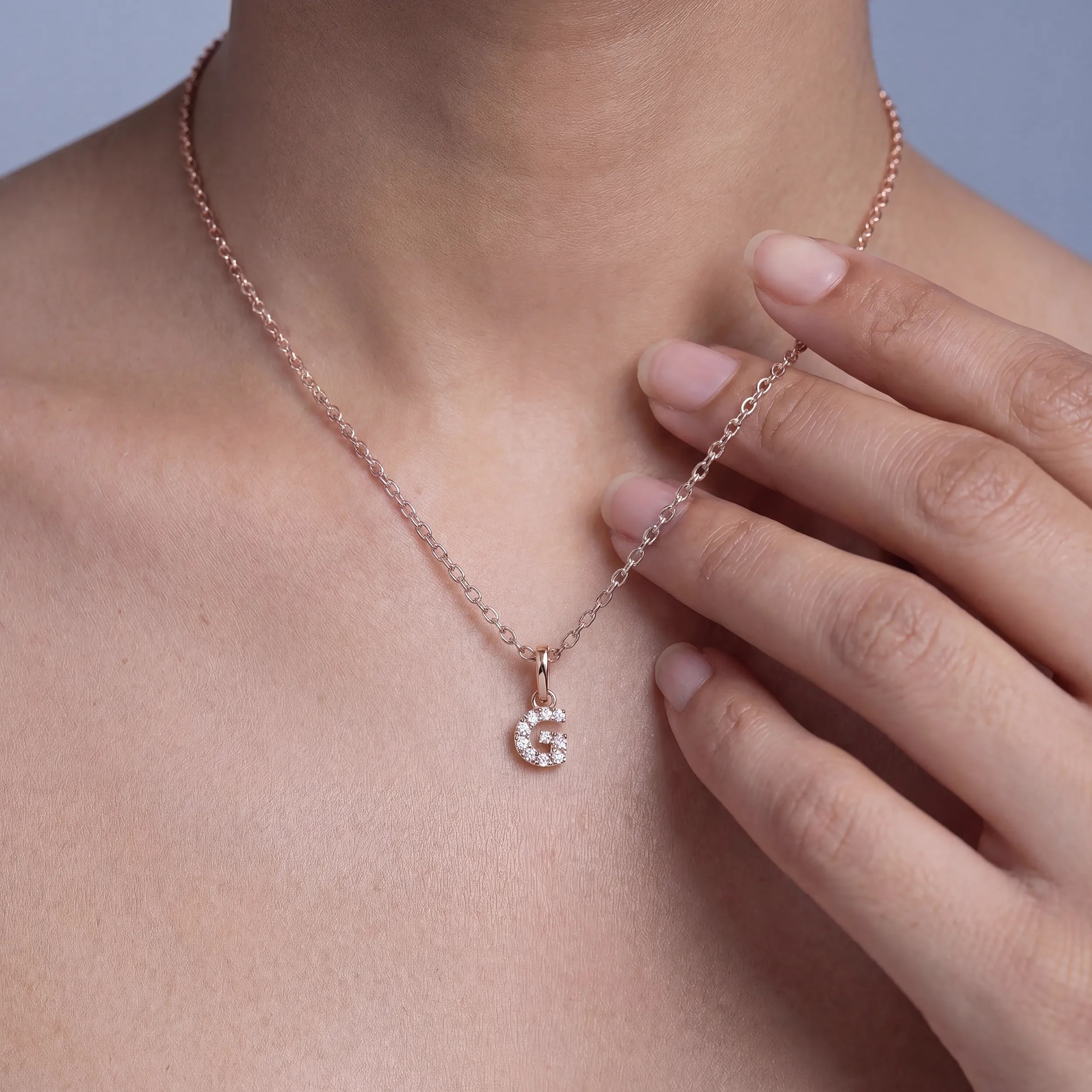 Round Diamond Intial Letter Pendant