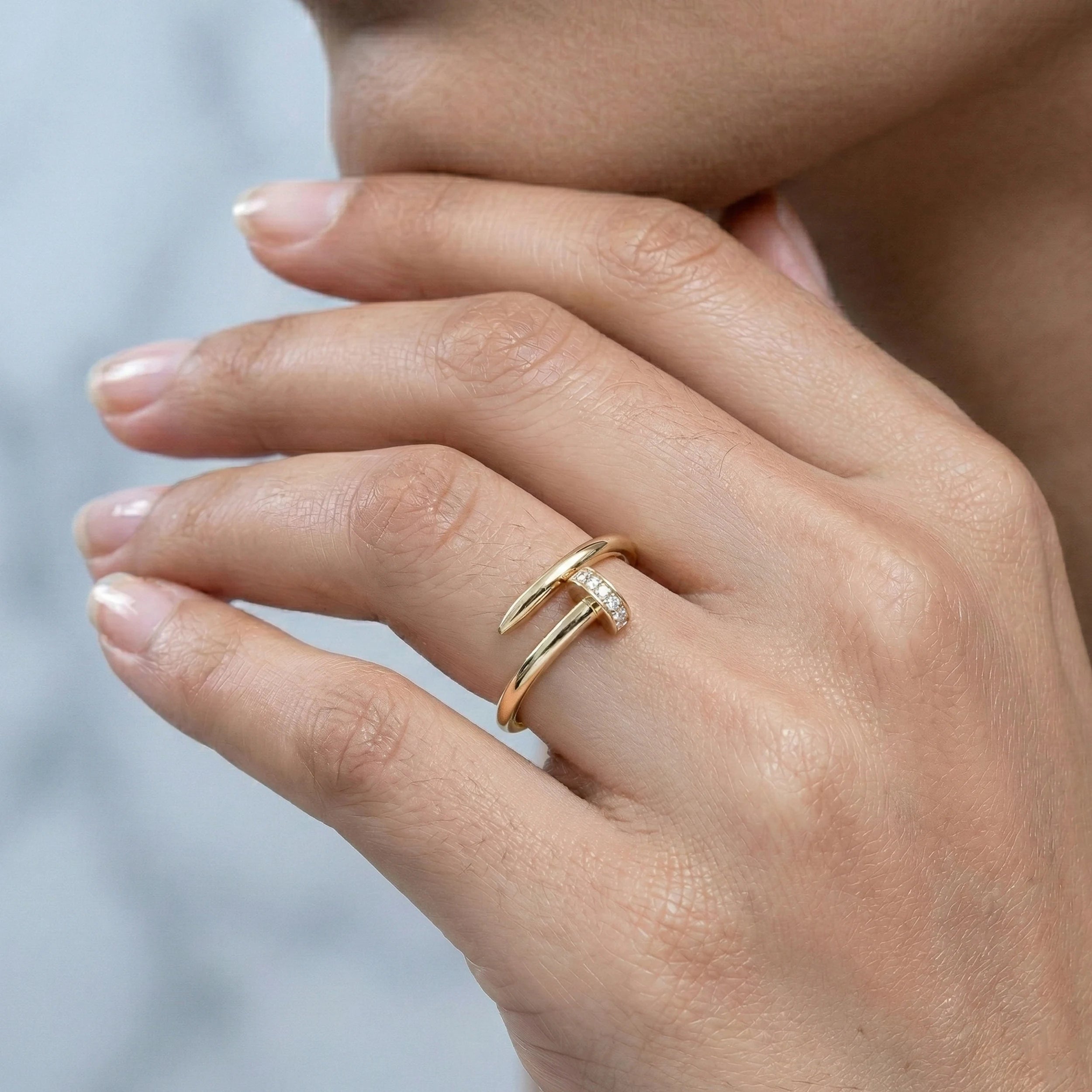 Round Lab Diamond Open Cuff Dainty Band Rings