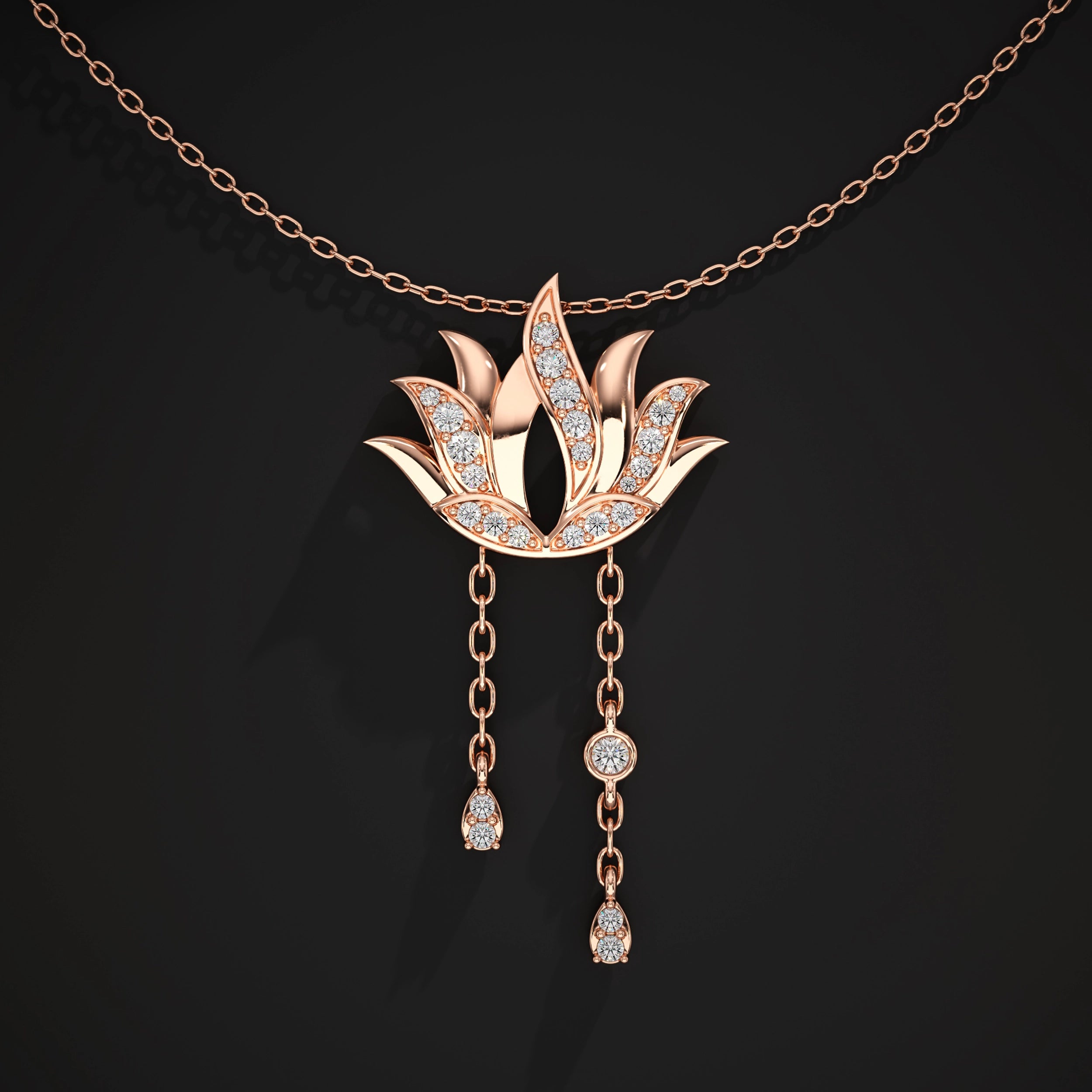 Lotus Pendant With Diamond Accent