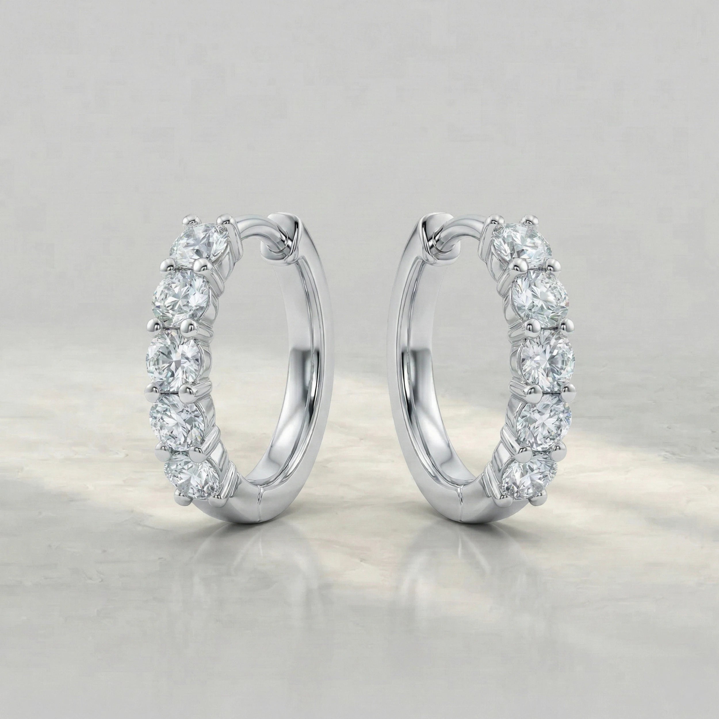 Lab Grown Round Diamond Hoop Earrings Earrings
