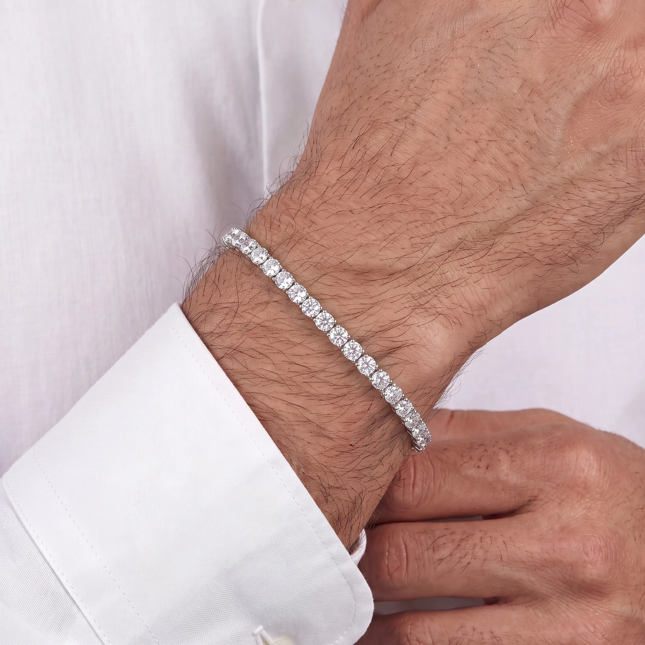 Round Lab Diamond Tennis Bracelet For Men's