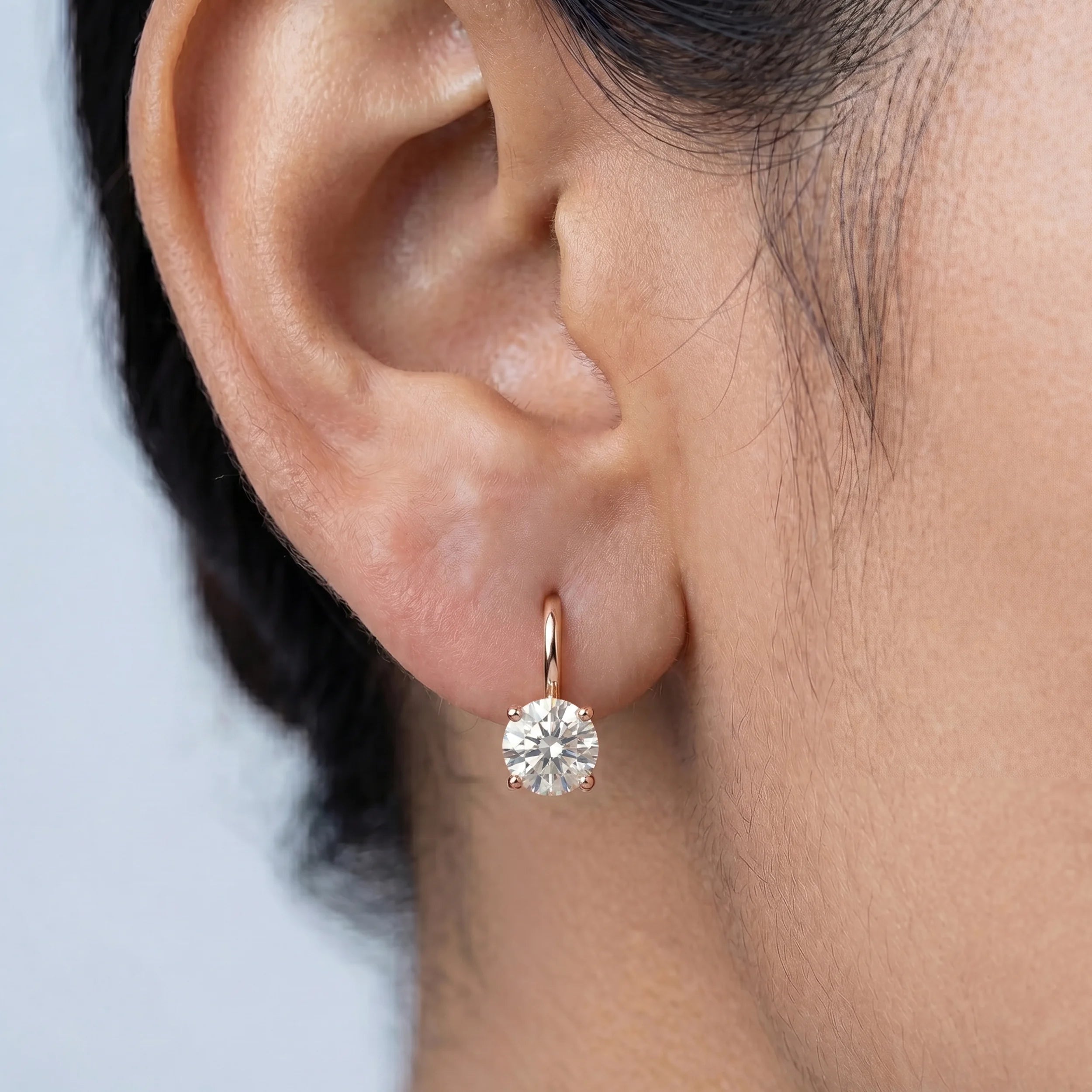 Round Cut Lab Diamond Solitaire Drop Earring