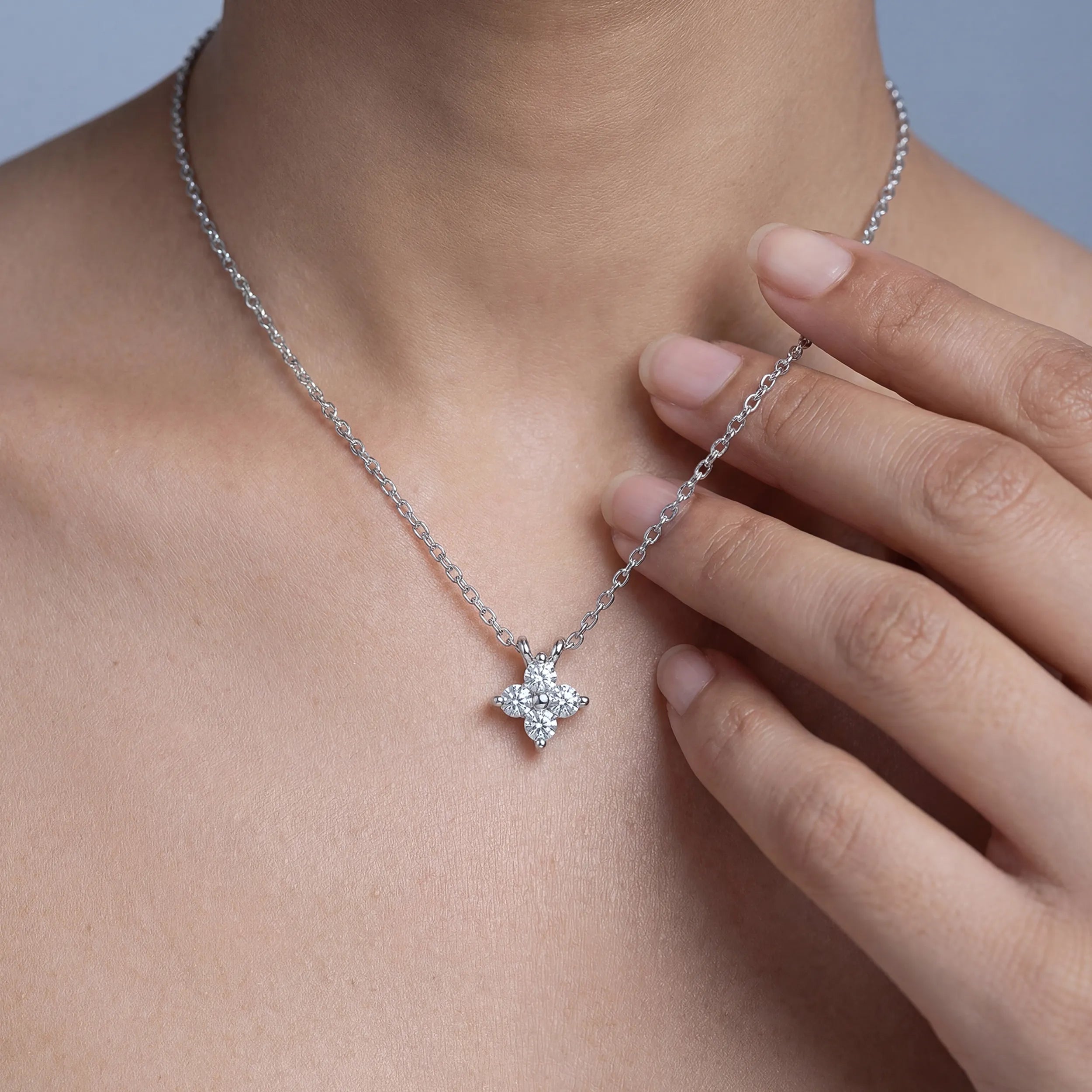 Round Cut Lab Grown Diamond Flower Pendant Rings