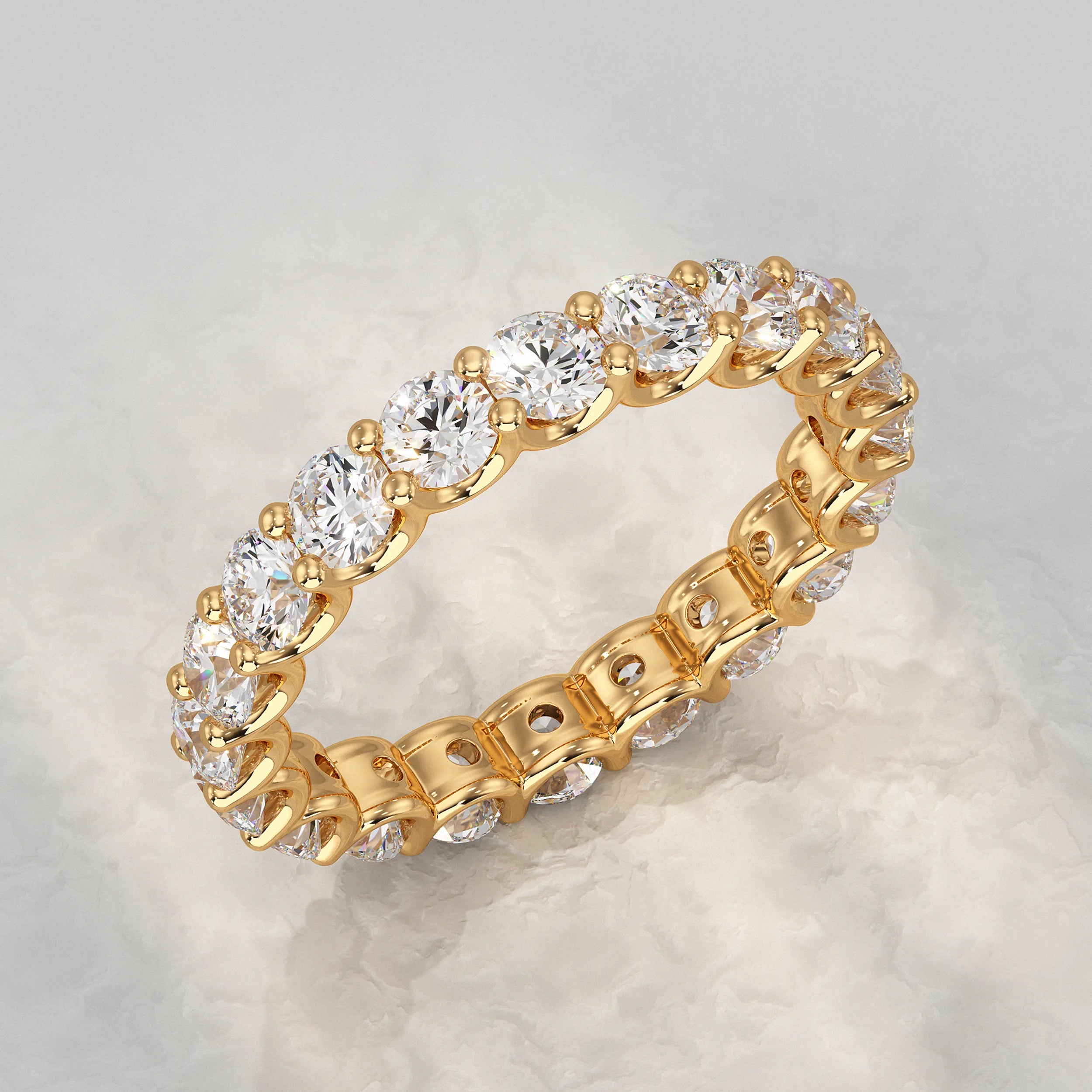 Round Lab Diamond Eternity Wedding Band