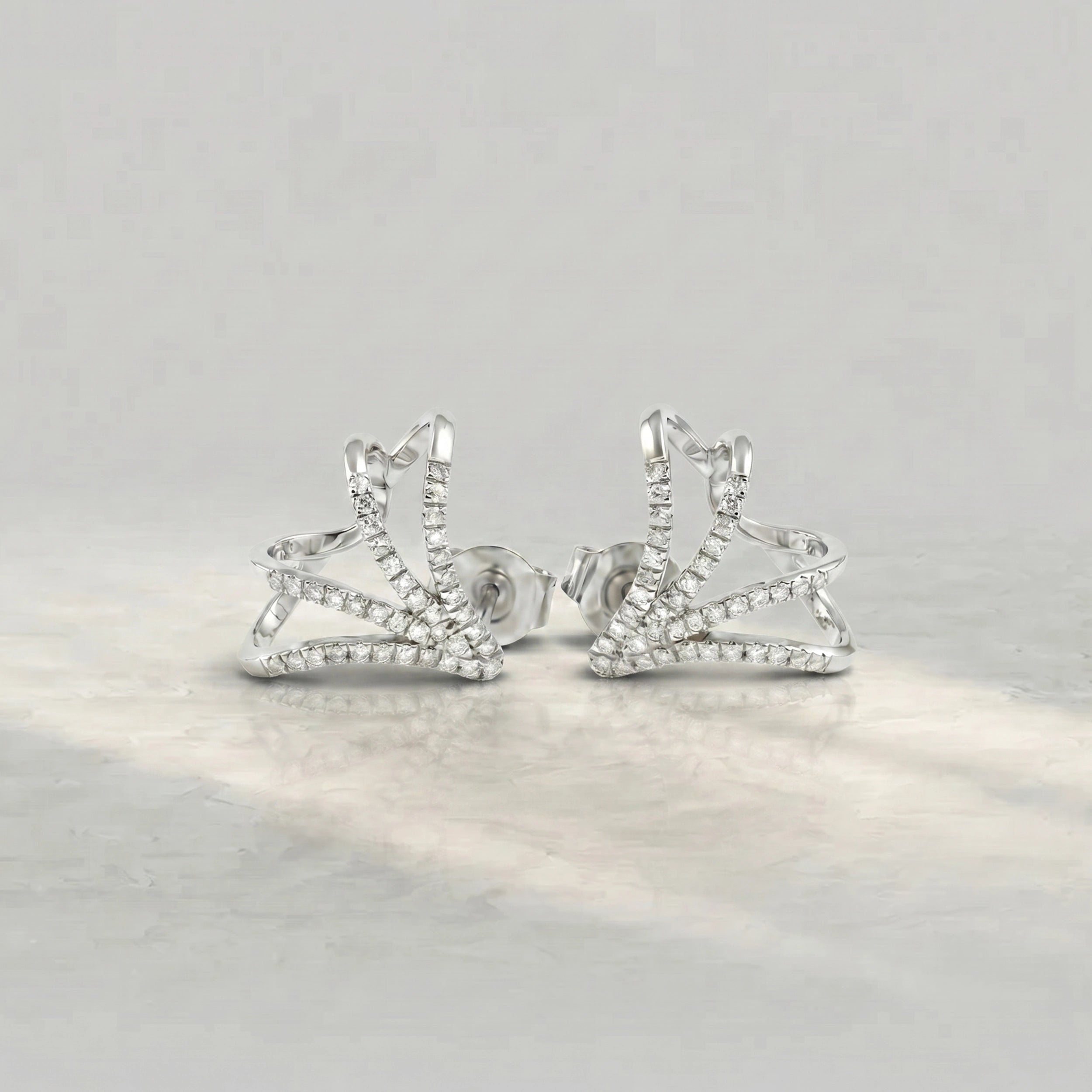 Round Diamond Arrow Cage Huggie Earrings