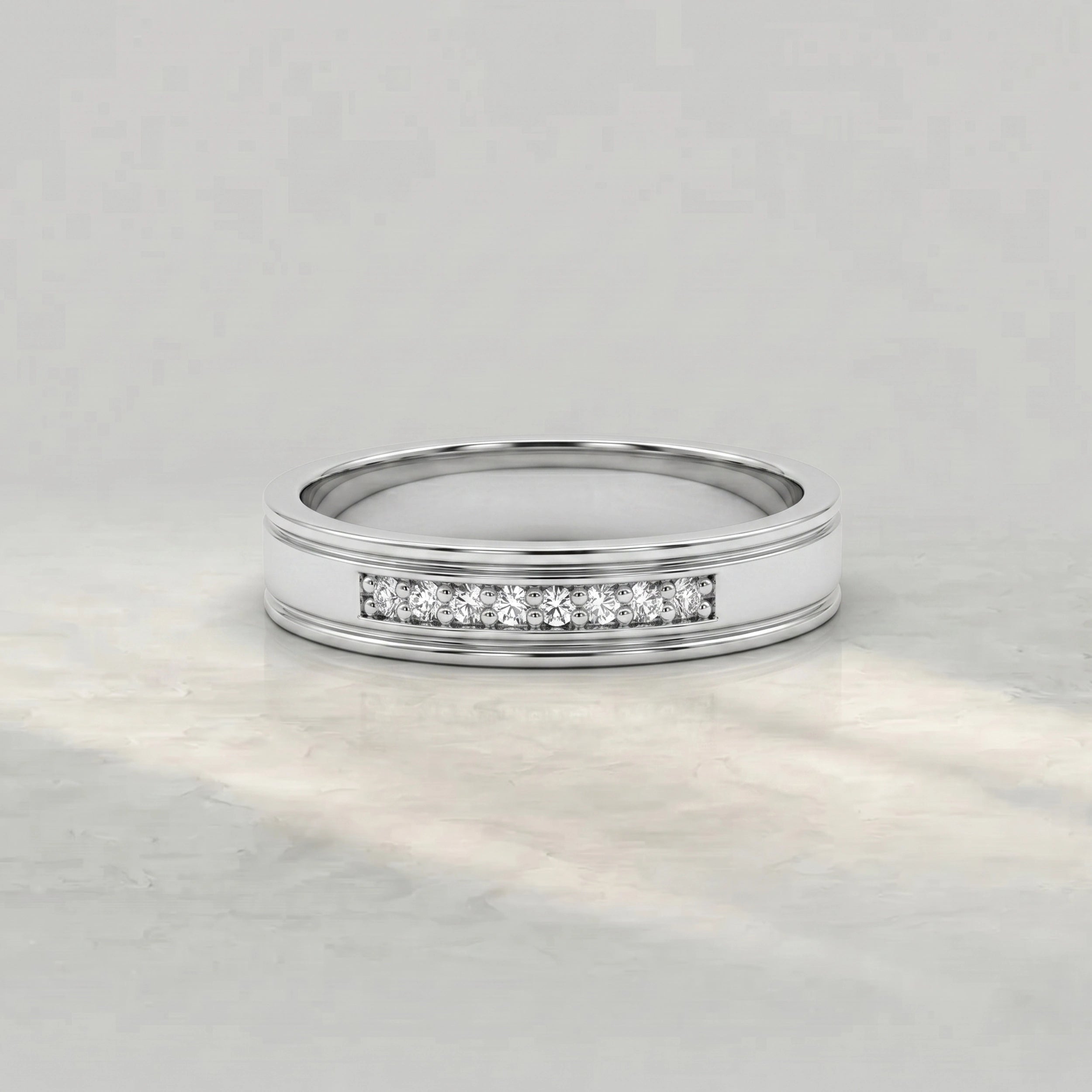 Round Diamond Channel Set Wedding Band