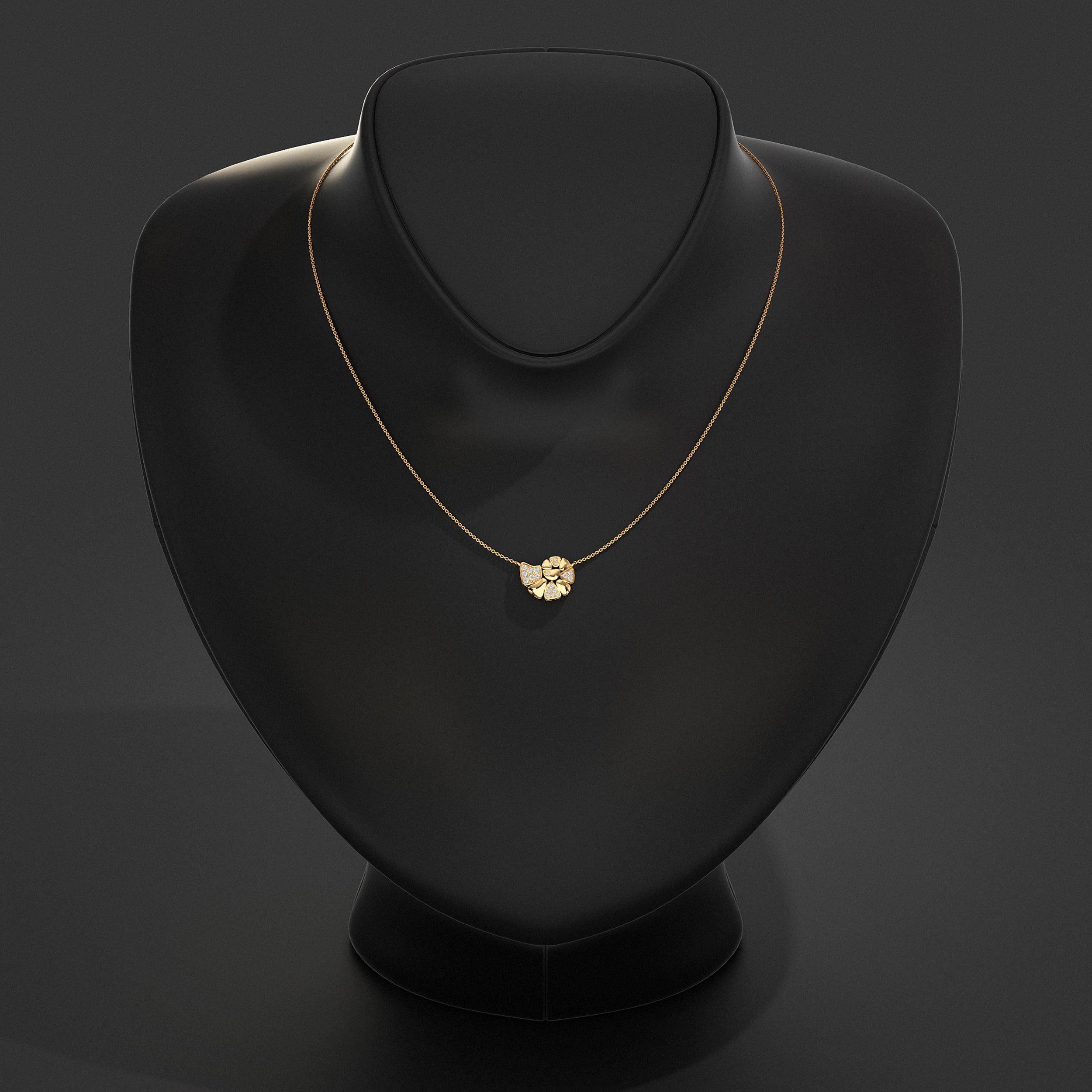 Yellow Gold Cluster Set Lab Diamond Pendant